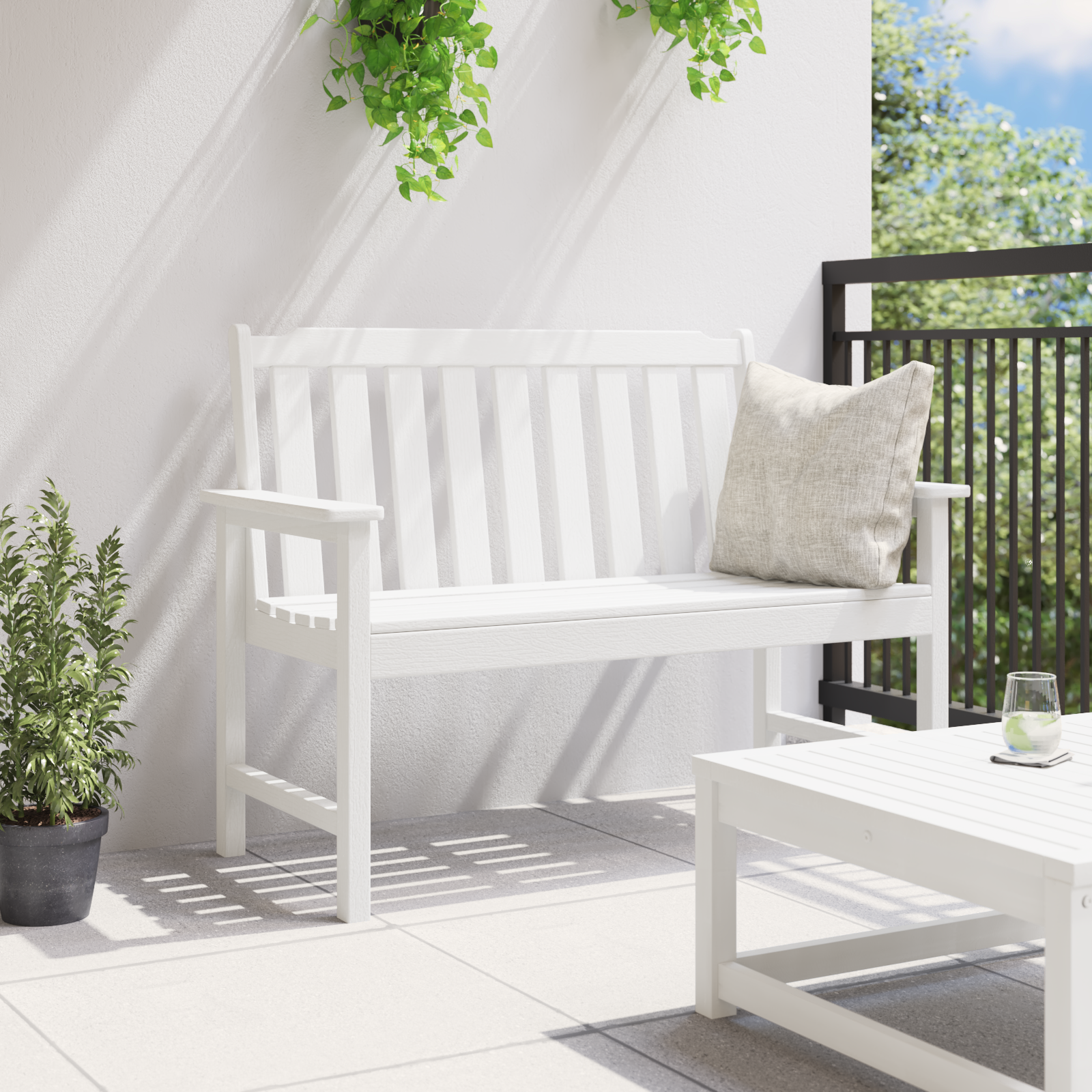 Bancă de grădină Alb 120 cm HDPE GartenMobel Dekor