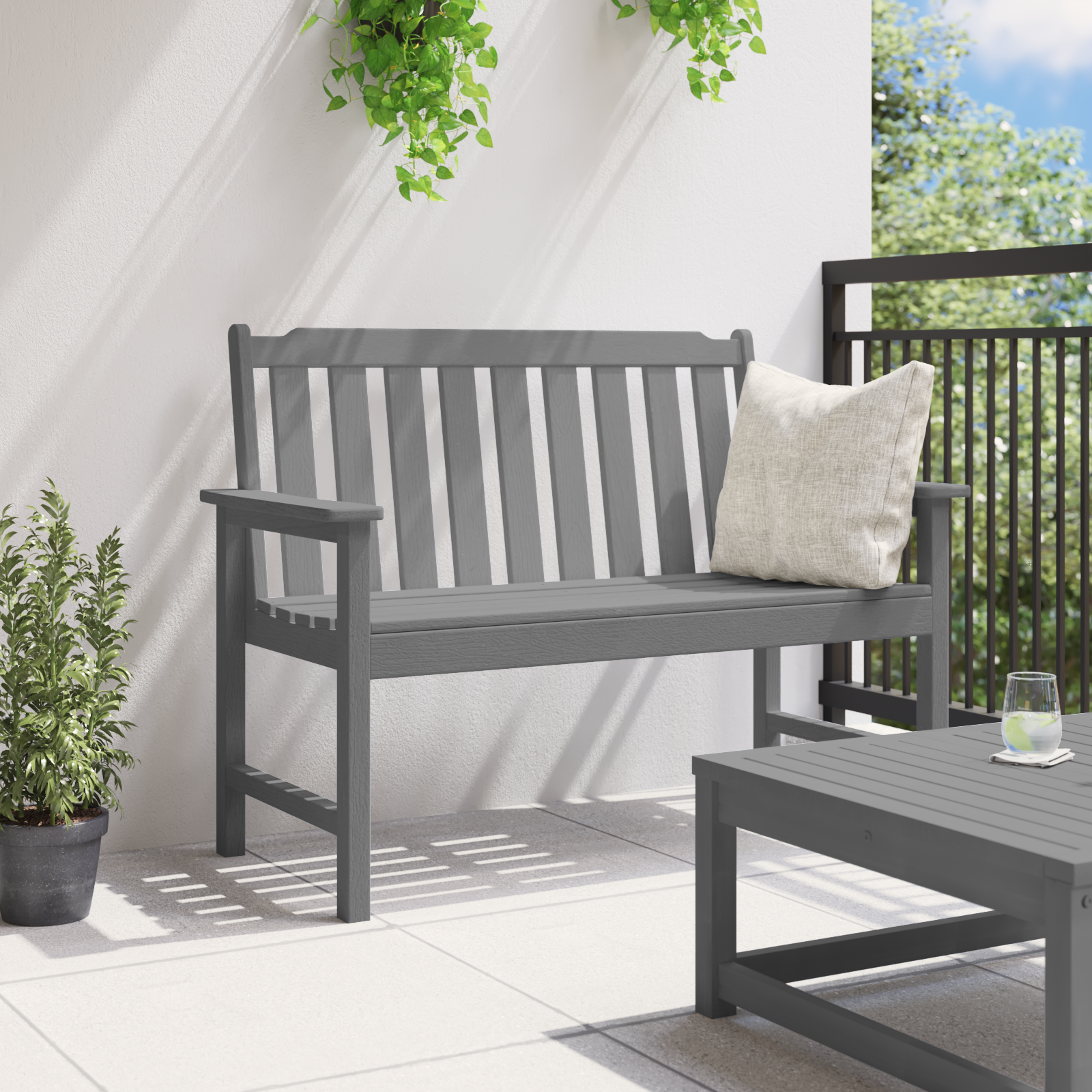 Banca de grădină Gri deschis 120 cm HDPE GartenMobel Dekor
