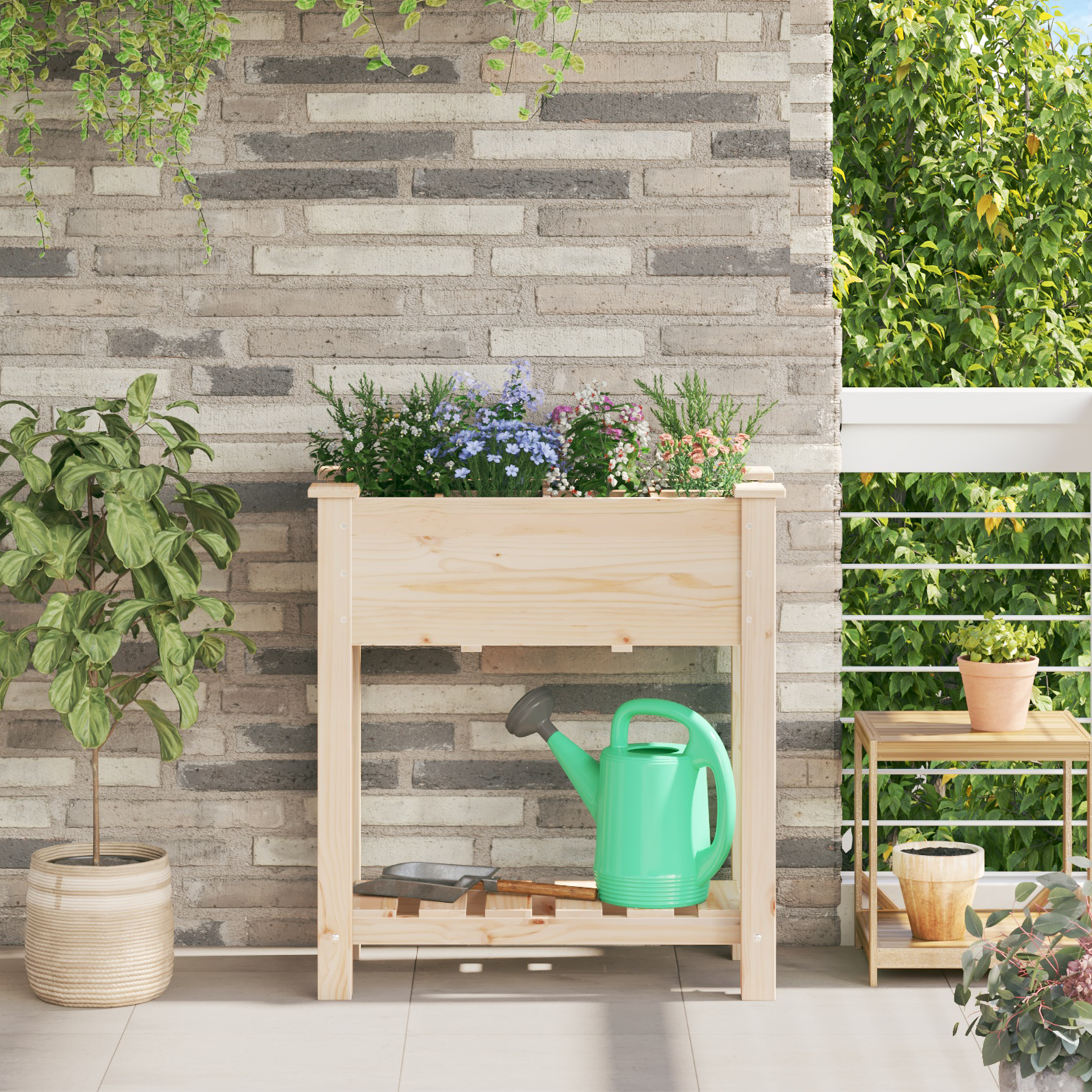 Ghiveci de grădină cu grile 71x37x76 cm din lemn masiv de pin GartenMobel Dekor