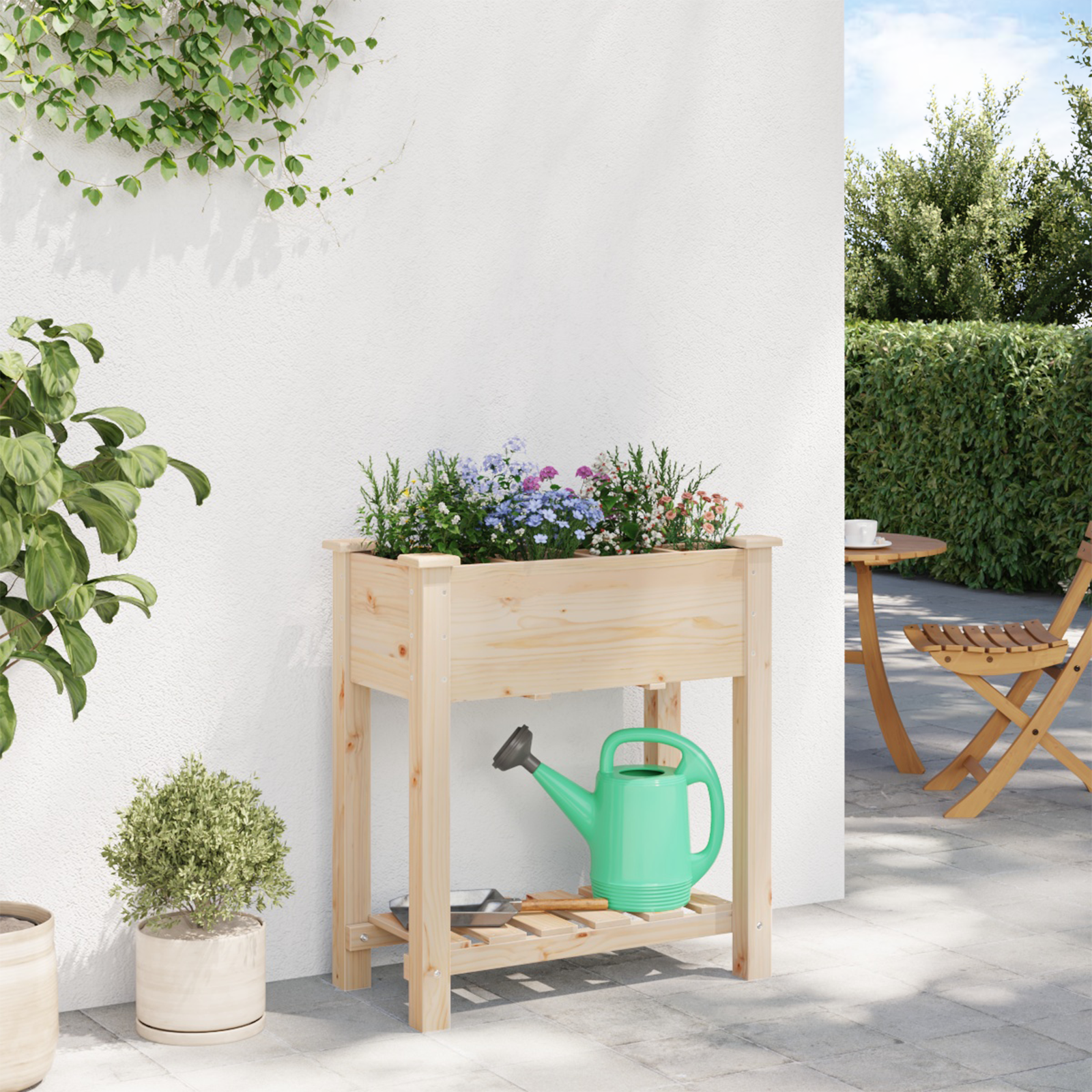 Ghiveci de grădină cu grile 71x37x76 cm din lemn masiv de pin GartenMobel Dekor
