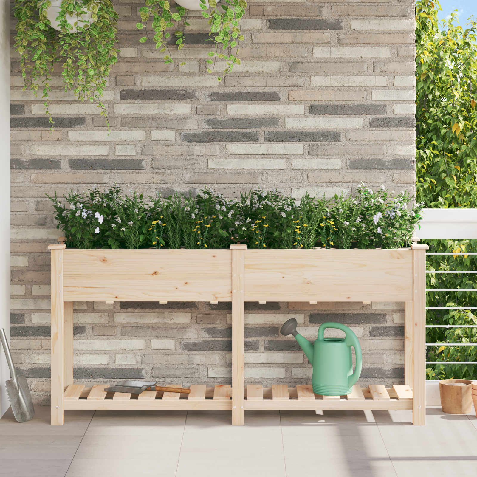 Jardinian cu Raft 161x43x76 cm Lemn Masiv de Pini GartenMobel Dekor
