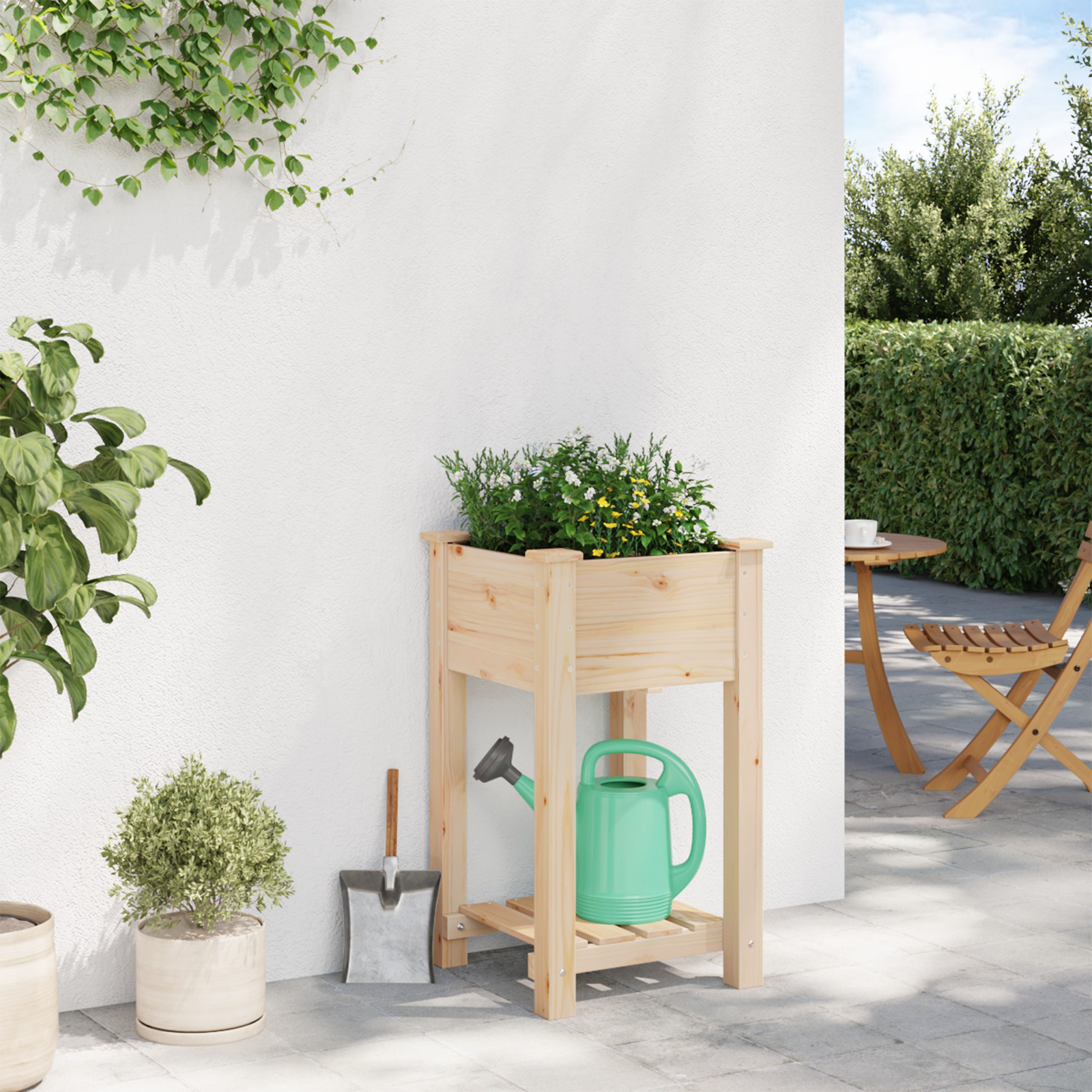 Jardinieră cu Raft 45x45x76 cm Lemn Masiv de Pin GartenMobel Dekor