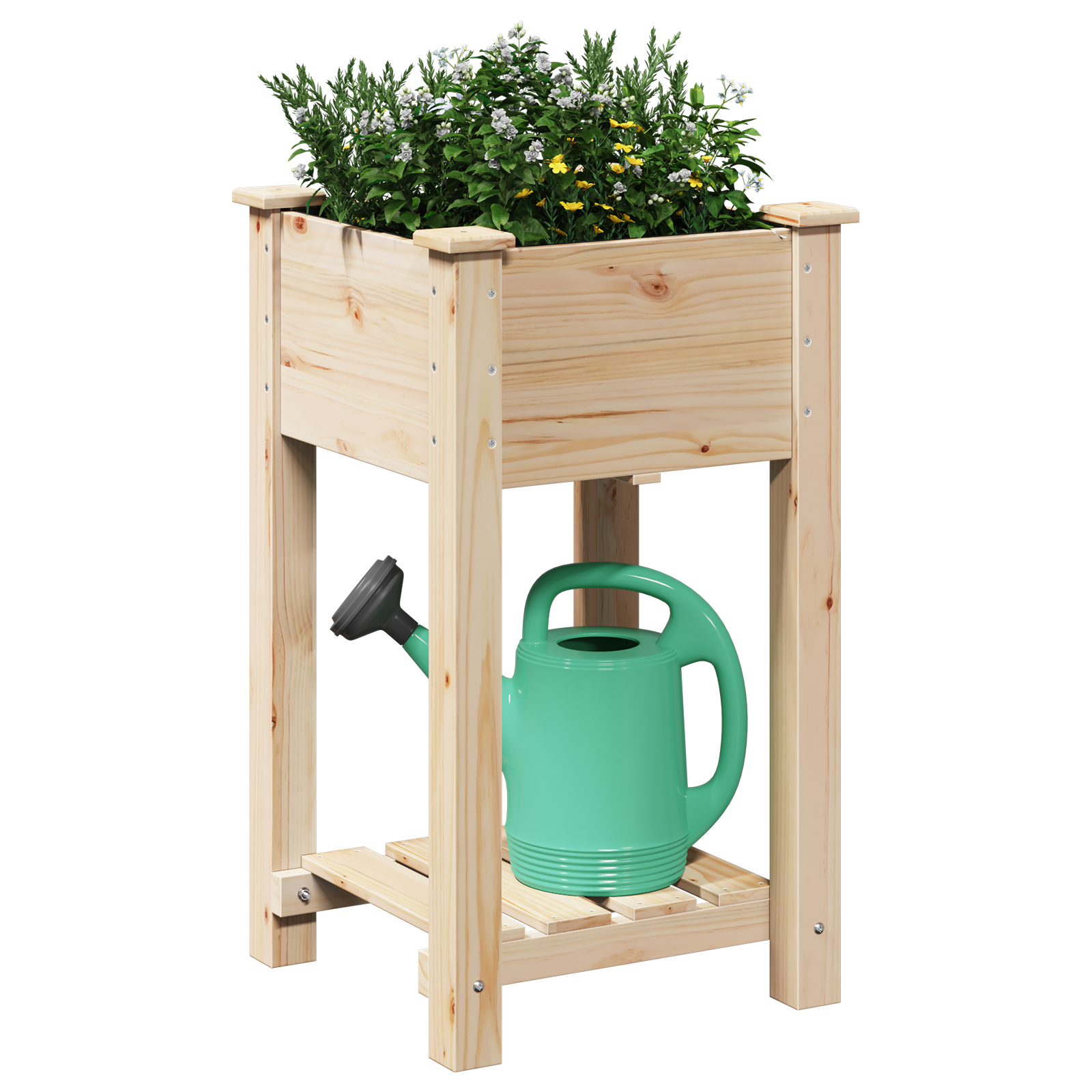Jardinieră cu Raft 45x45x76 cm Lemn Masiv de Pin GartenMobel Dekor