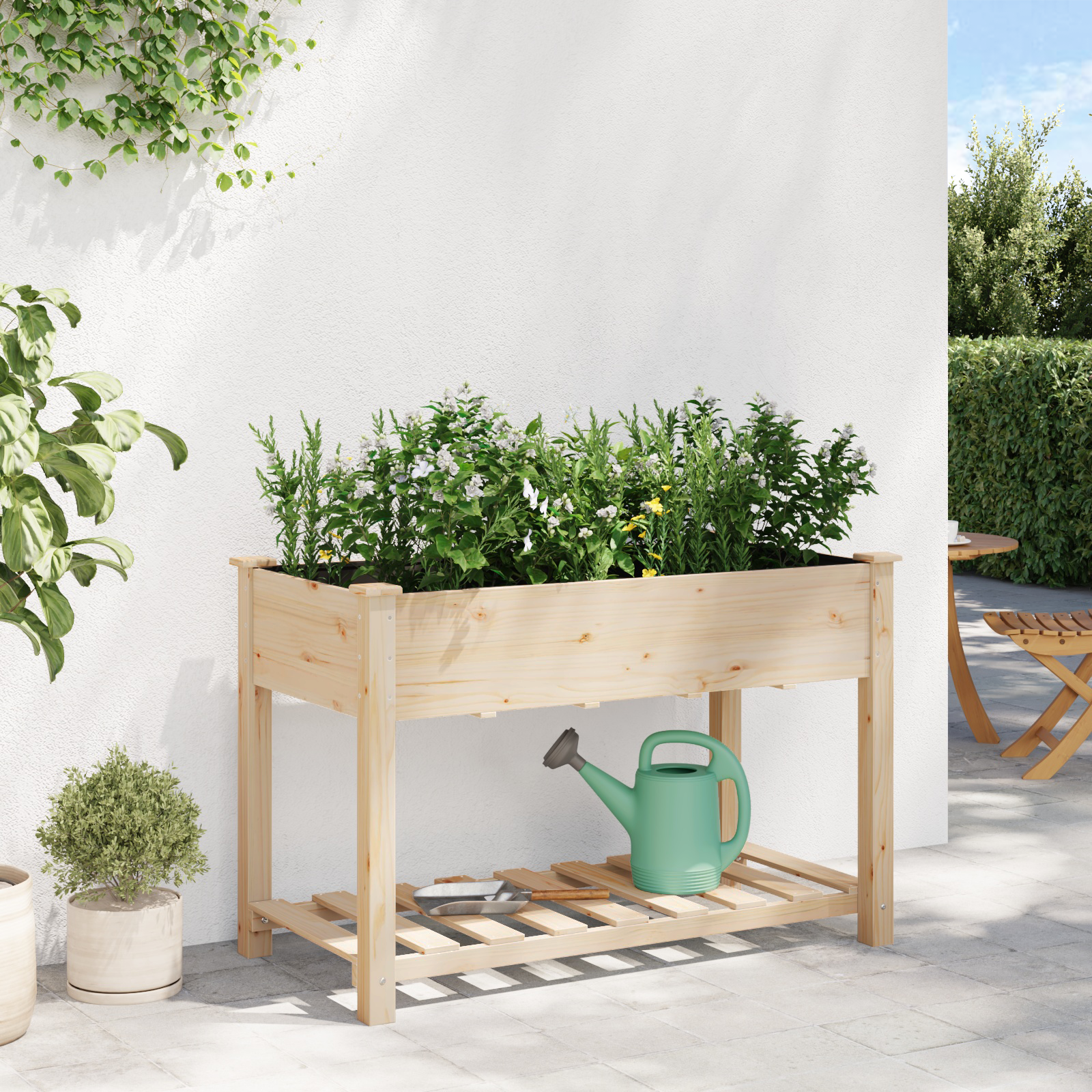 Jardiniere cu Raft 115x59x76 cm Lemn Solid de Brad GartenMobel Dekor