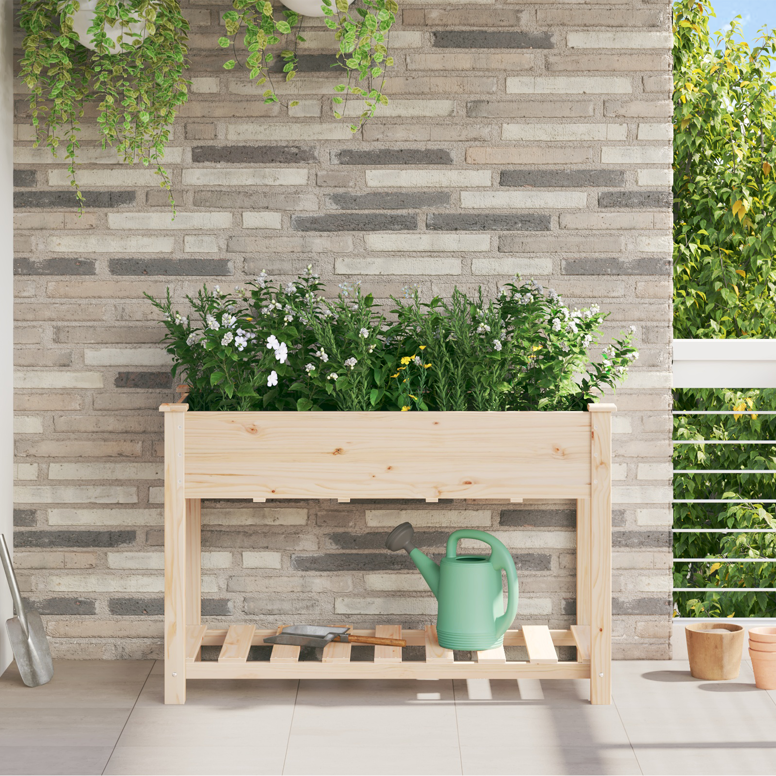 Jardiniere cu Raft 115x59x76 cm Lemn Solid de Brad GartenMobel Dekor