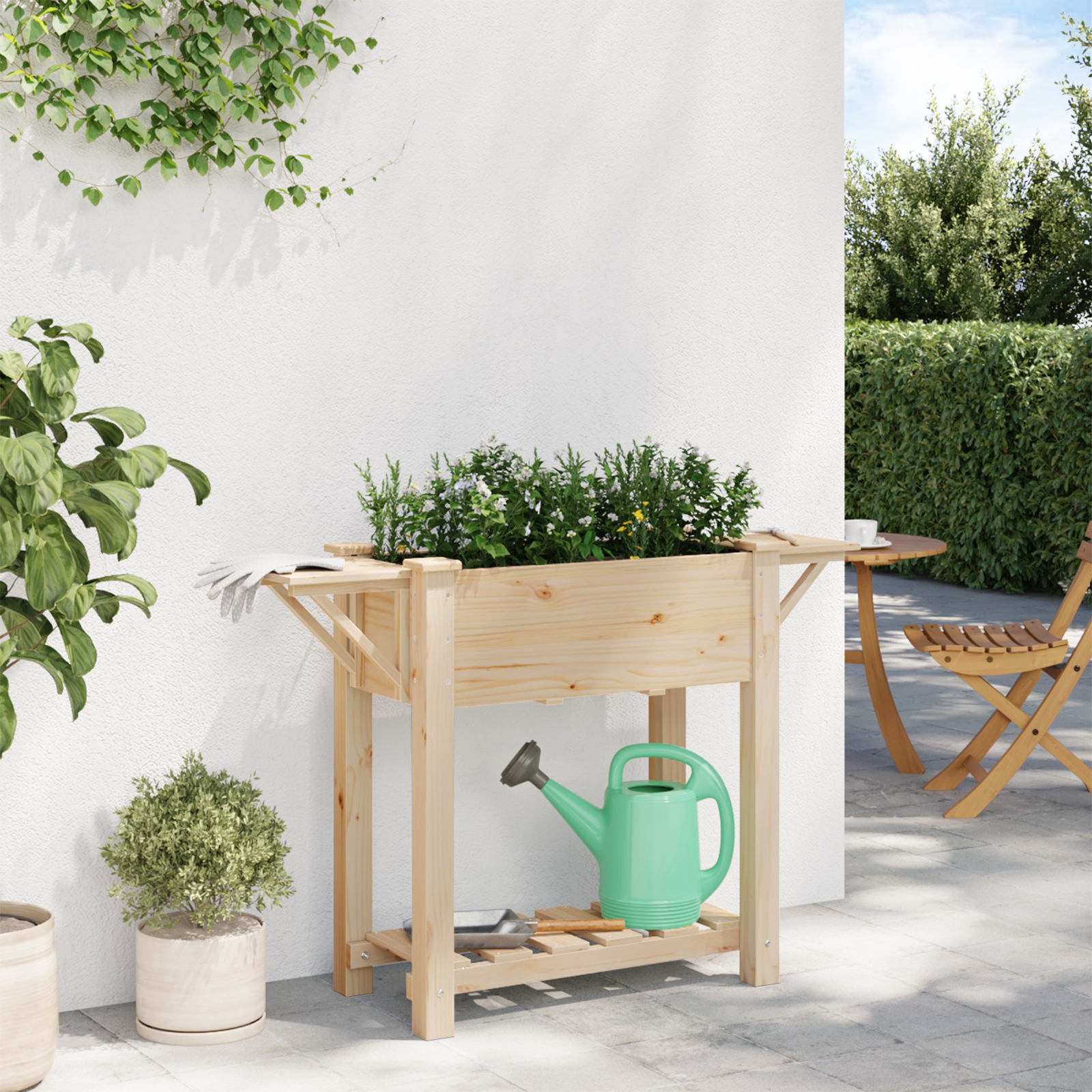 Jardiniere cu Rafturi 111x37x76 cm Lemn Masiv de Pin GartenMobel Dekor