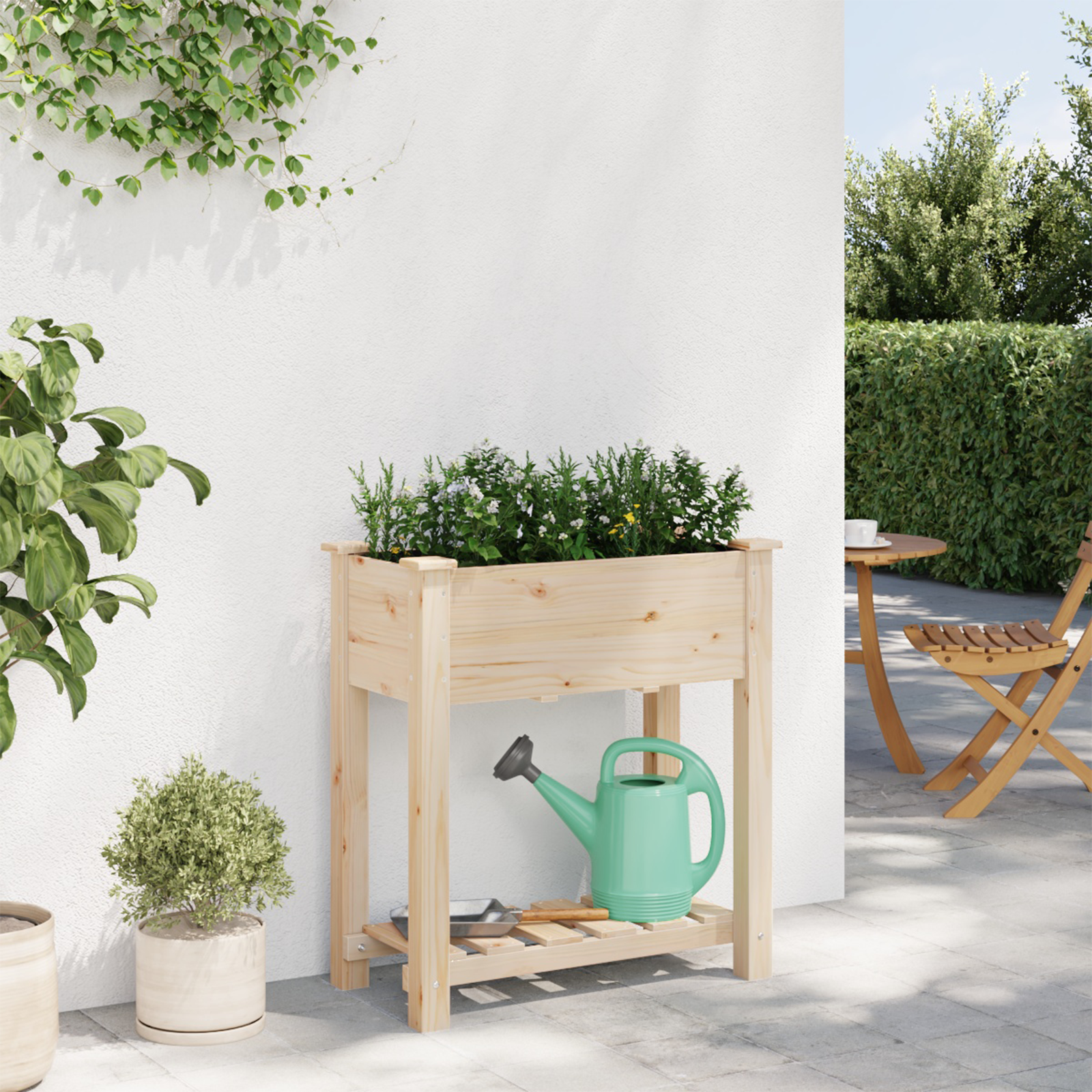 Jardiniere cu raft 71x37x76 cm Lemn masiv de brad GartenMobel Dekor