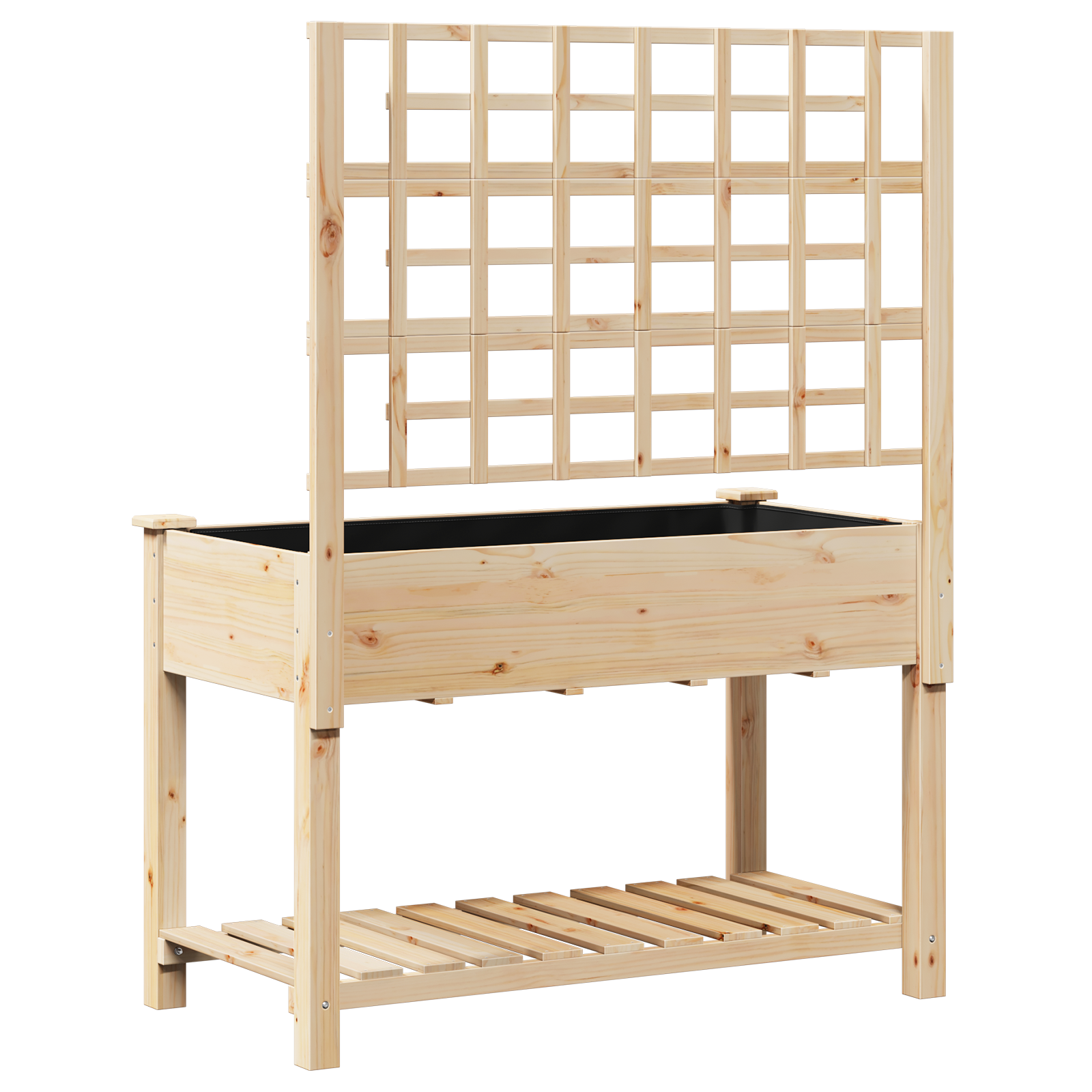 Jardiniere cu trellis și raft 115x59x152 cm Lemn solid de brad GartenMobel Dekor