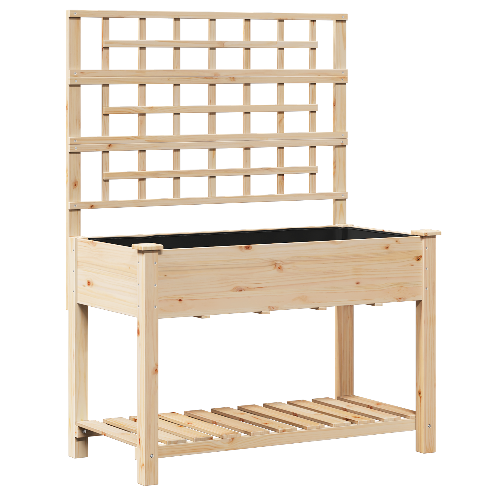 Jardiniere cu trellis și raft 115x59x152 cm Lemn solid de brad GartenMobel Dekor