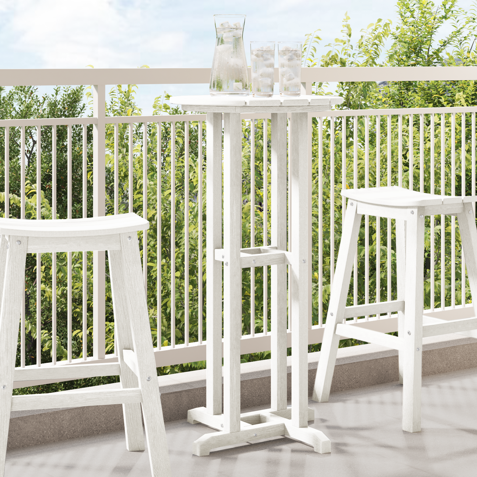 Masă Bar Alb 55x55x107 cm HDPE GartenMobel Dekor