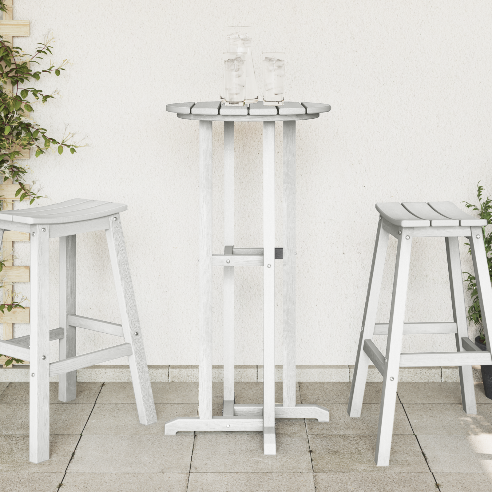 Masă Bar Alb 55x55x107 cm HDPE GartenMobel Dekor
