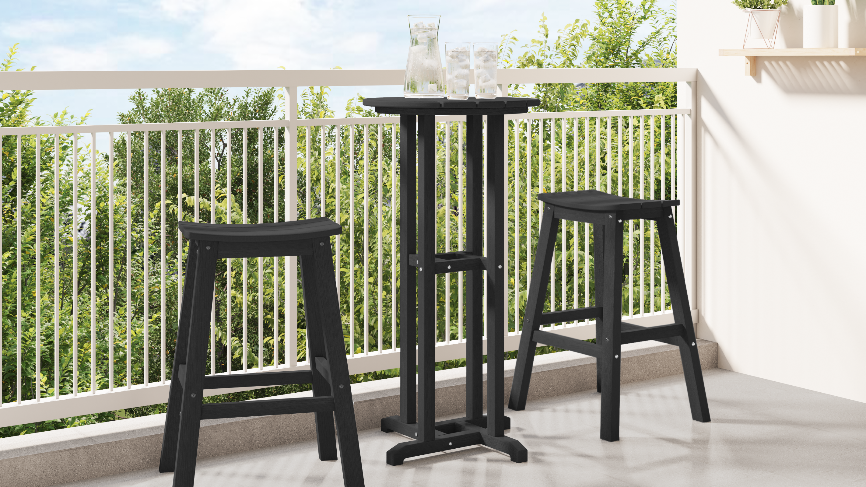 Masă de Bar Neagră 55x55x107 cm HDPE GartenMobel Dekor