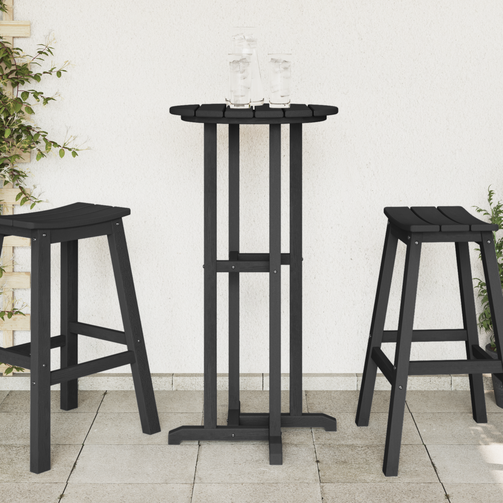 Masă de Bar Neagră 55x55x107 cm HDPE GartenMobel Dekor
