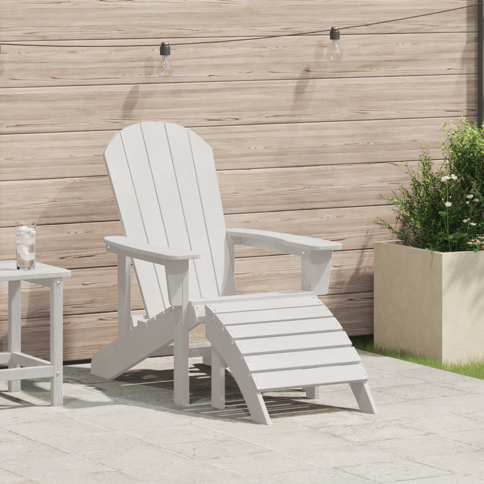 Scaun Adirondack cu suport pentru picioare Alb HDPE GartenMobel Dekor