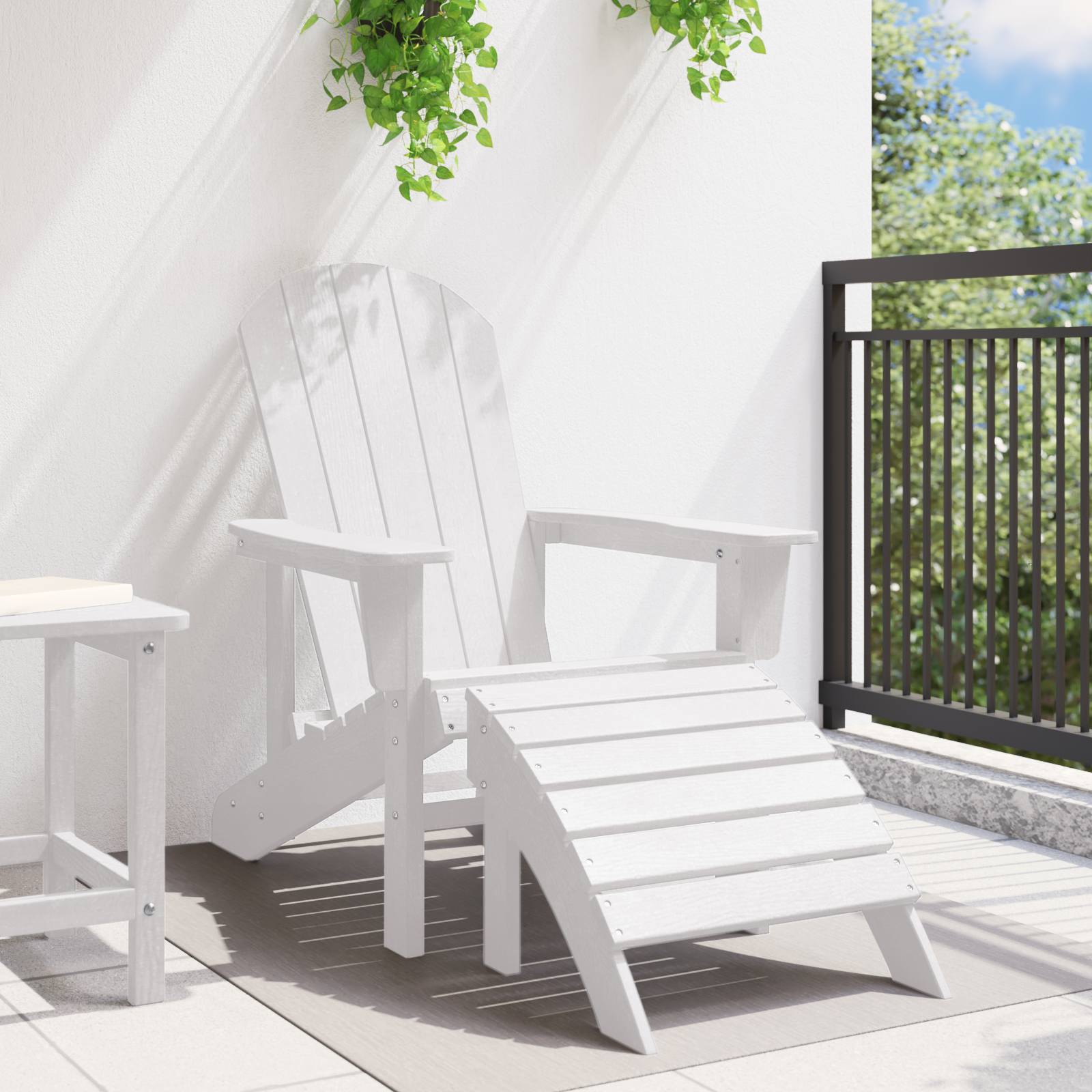 Scaun Adirondack cu suport pentru picioare Alb HDPE GartenMobel Dekor