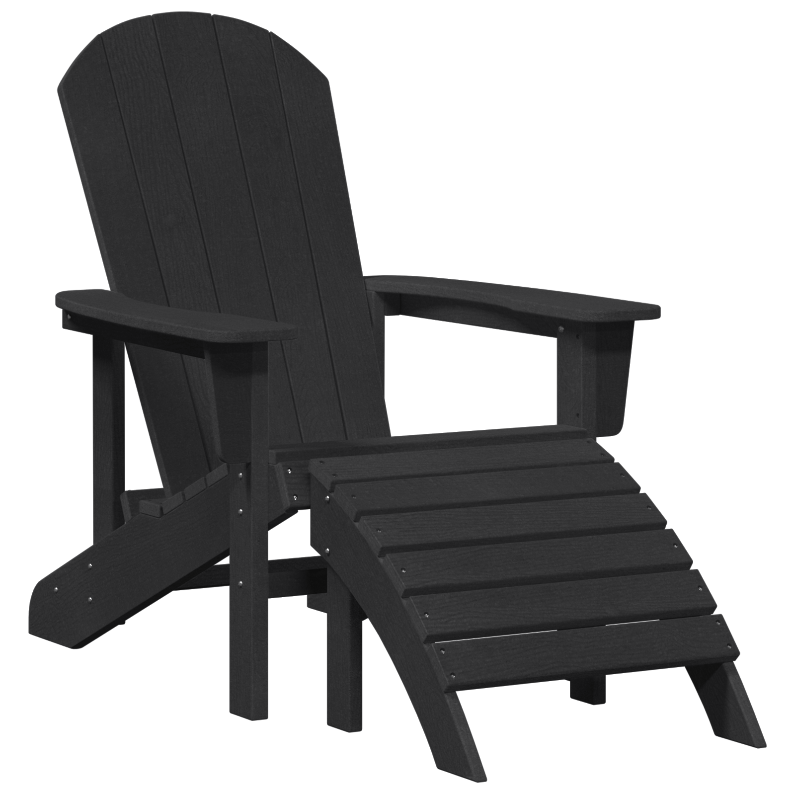 Scaun Adirondack cu suport pentru picioare Negru HDPE GartenMobel Dekor