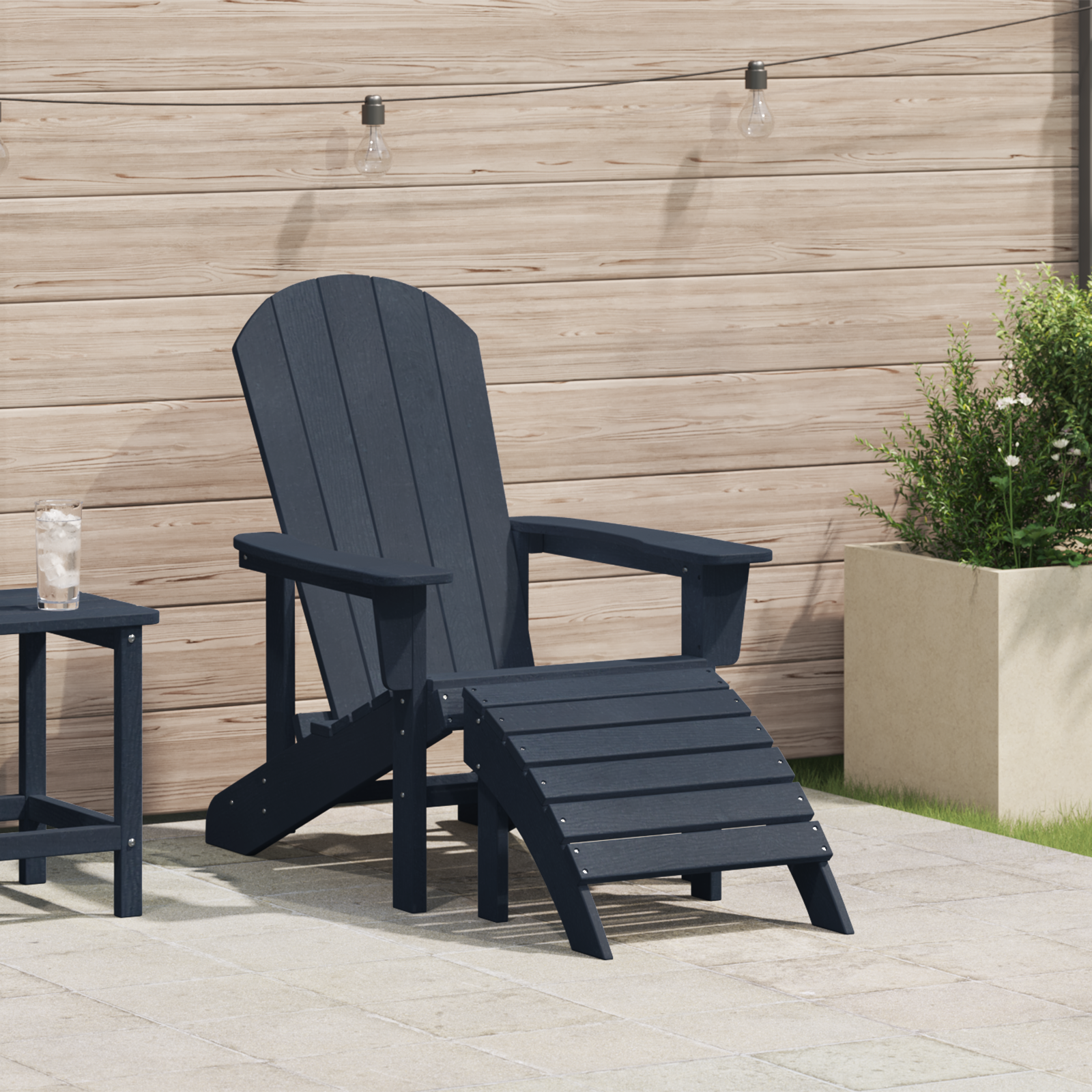 Scaun Adirondack cu suport pentru picioare bleumarin HDPE GartenMobel Dekor