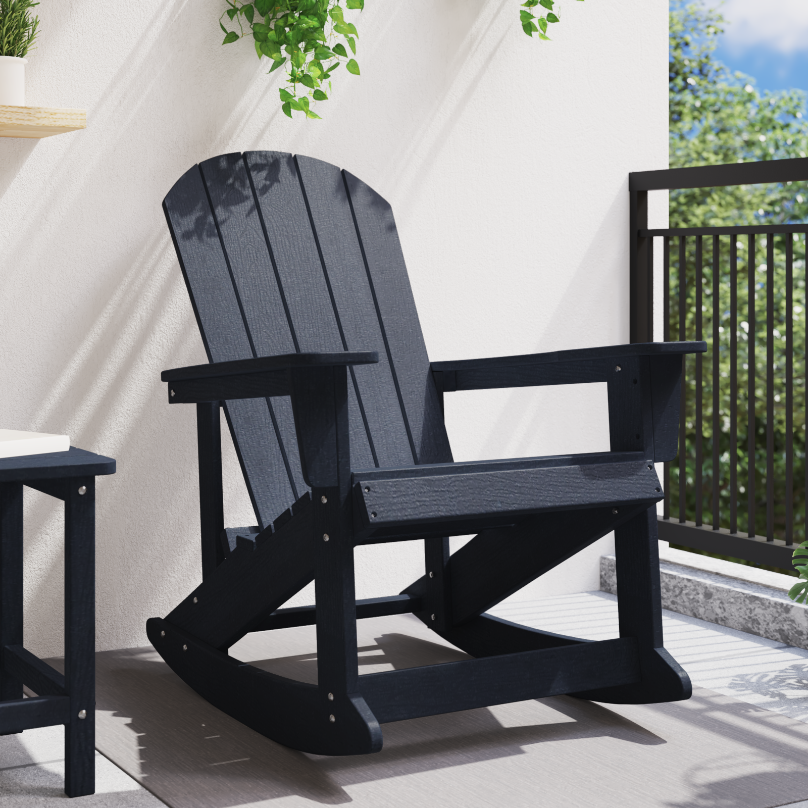 Scaun balansoar Adirondack bleumarin 73.5x92x90 cm HDPE GartenMobel Dekor
