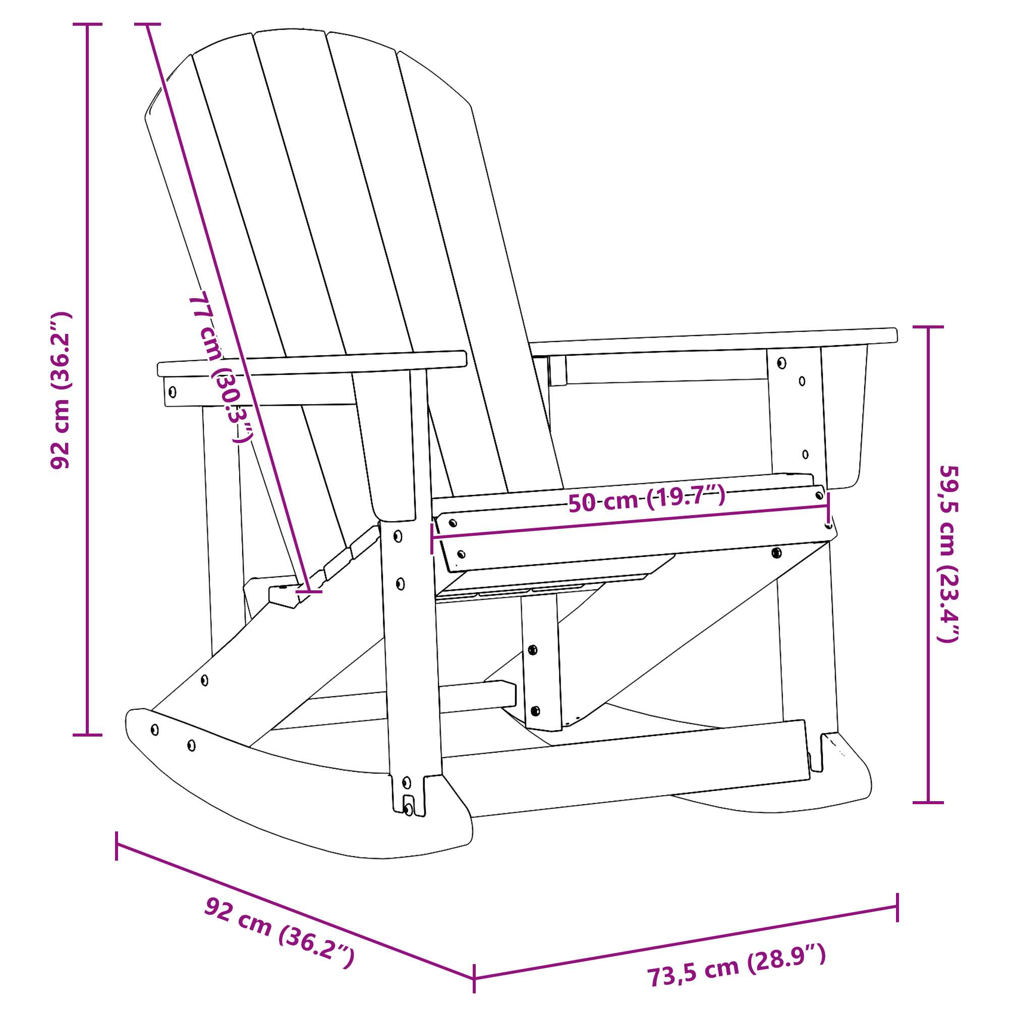 Scaun de Balamuc Adirondack Alb 73.5x92x90 cm HDPE GartenMobel Dekor