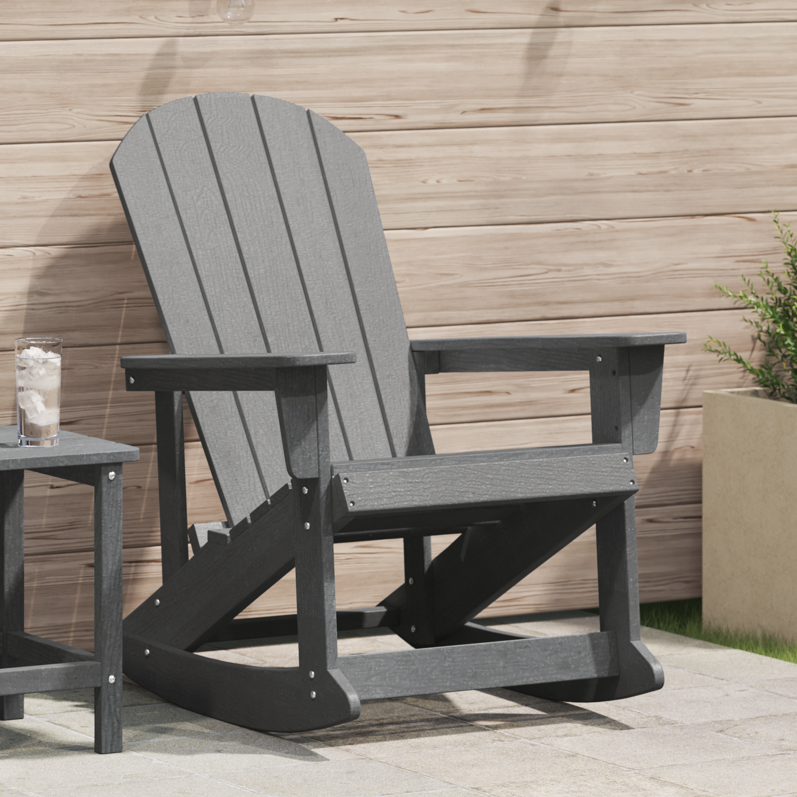 Scaun de balansoar Adirondack Gri deschis 73.5x92x90 cm HDPE GartenMobel Dekor