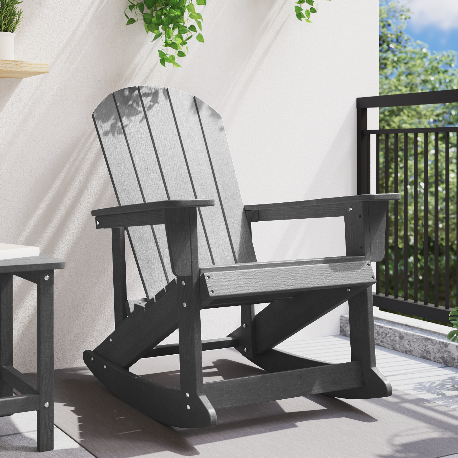 Scaun de balansoar Adirondack Gri deschis 73.5x92x90 cm HDPE GartenMobel Dekor