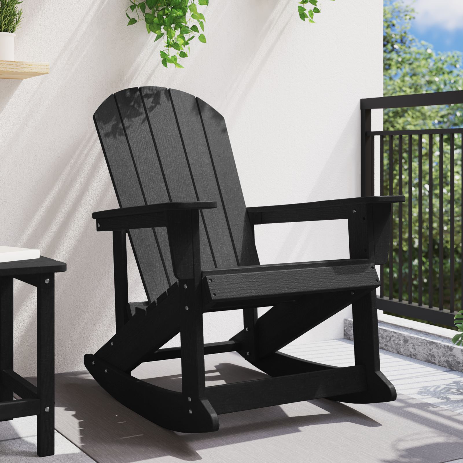 Scaun rocking Adirondack Negru 73.5x92x90 cm HDPE GartenMobel Dekor