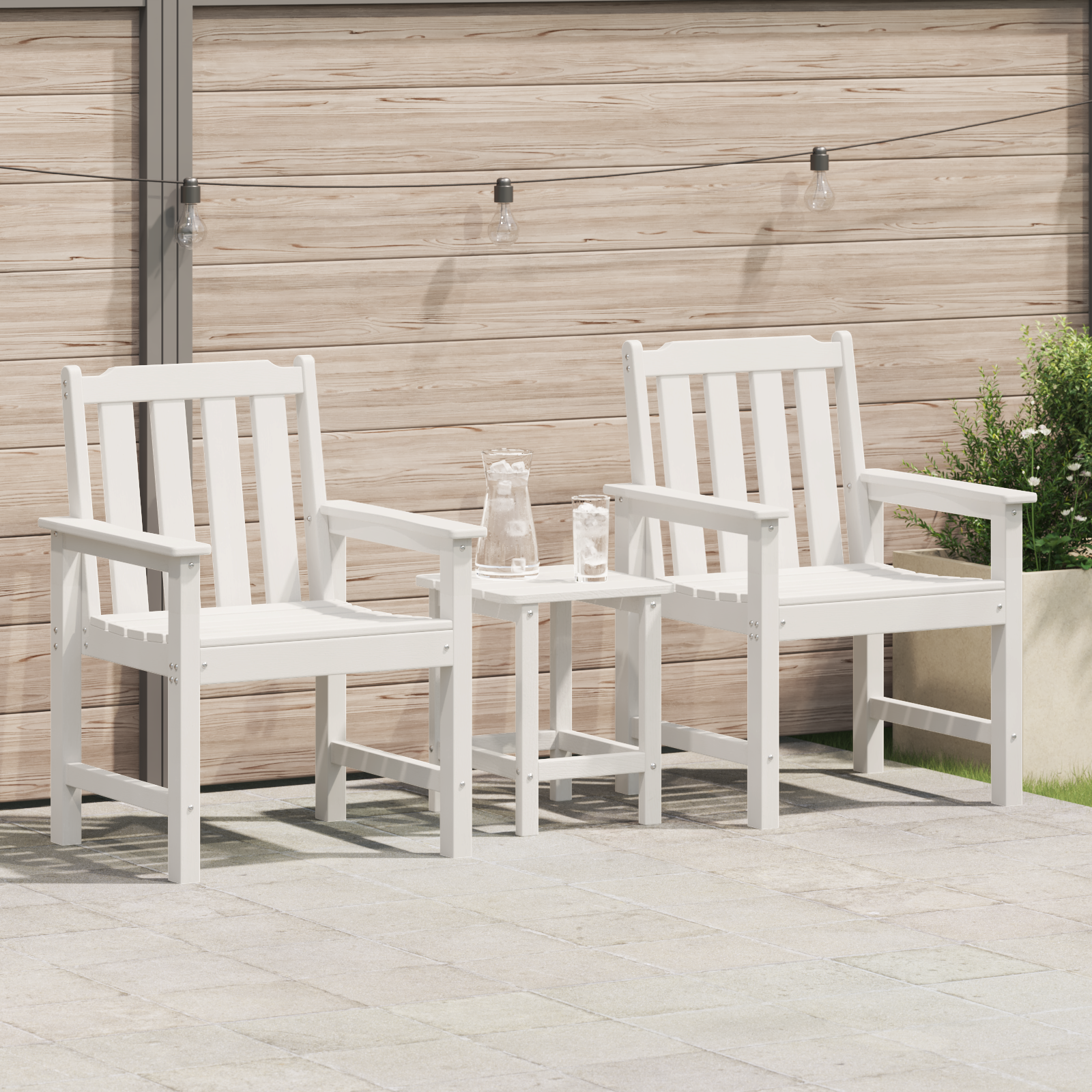 Scaune de dining 2 buc. Alb HDPE GartenMobel Dekor