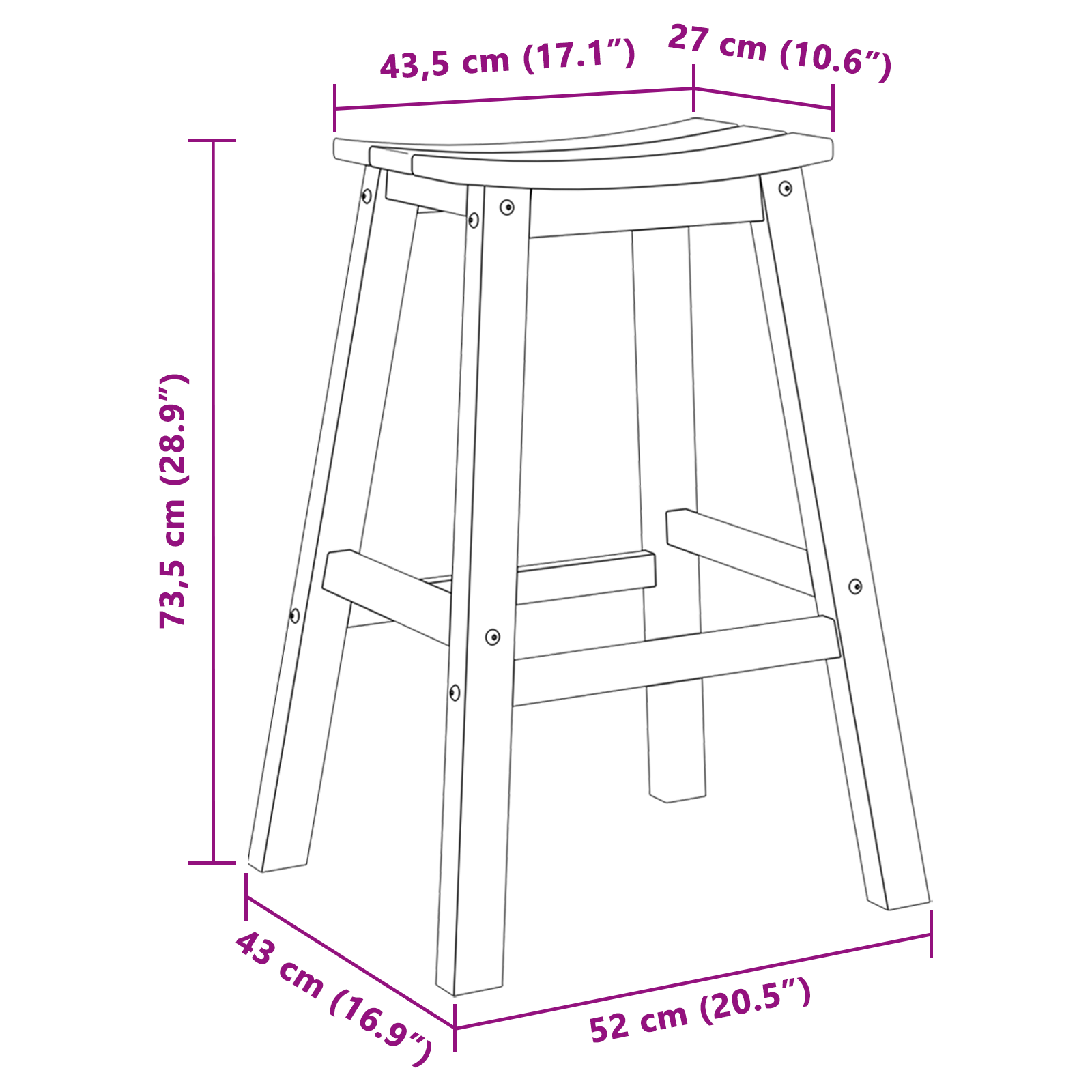 Taburete Bar 2 pcs Negru HDPE GartenMobel Dekor