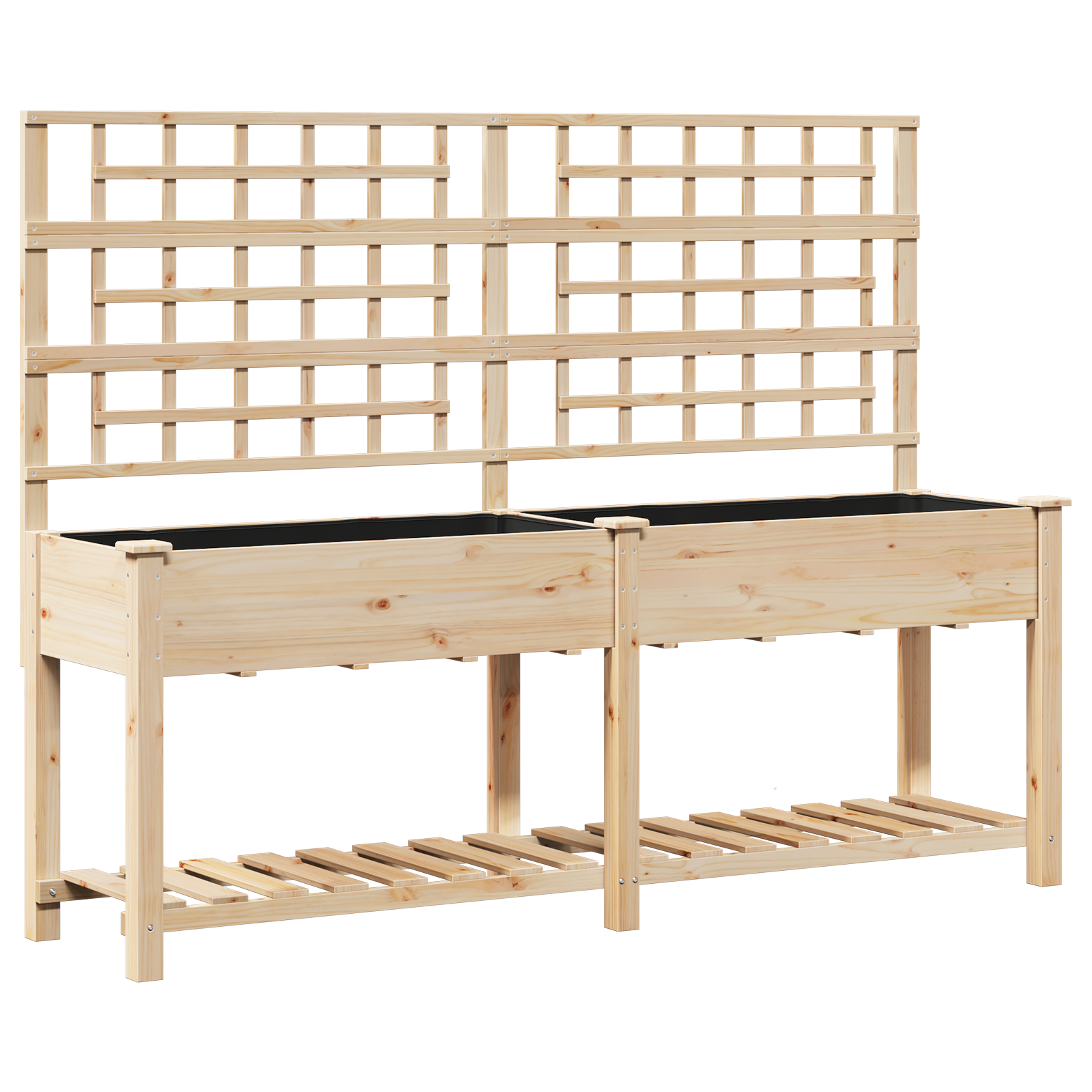 Gradină Jardiniere  cu Trellis și Raft 203x53x152 cm Lemn Masiv de Brad GartenMobel Dekor