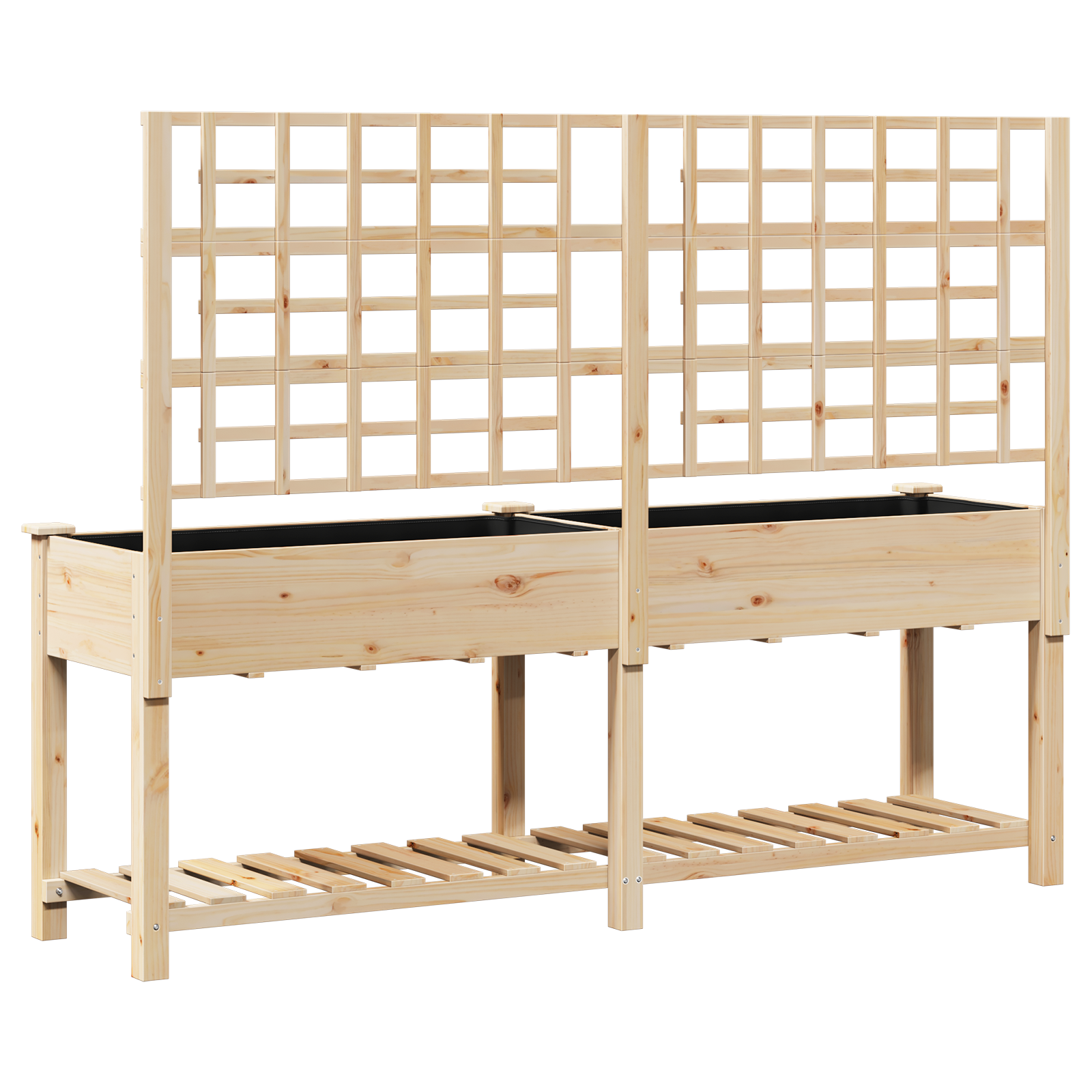 Gradină Jardiniere  cu Trellis și Raft 203x53x152 cm Lemn Masiv de Brad GartenMobel Dekor