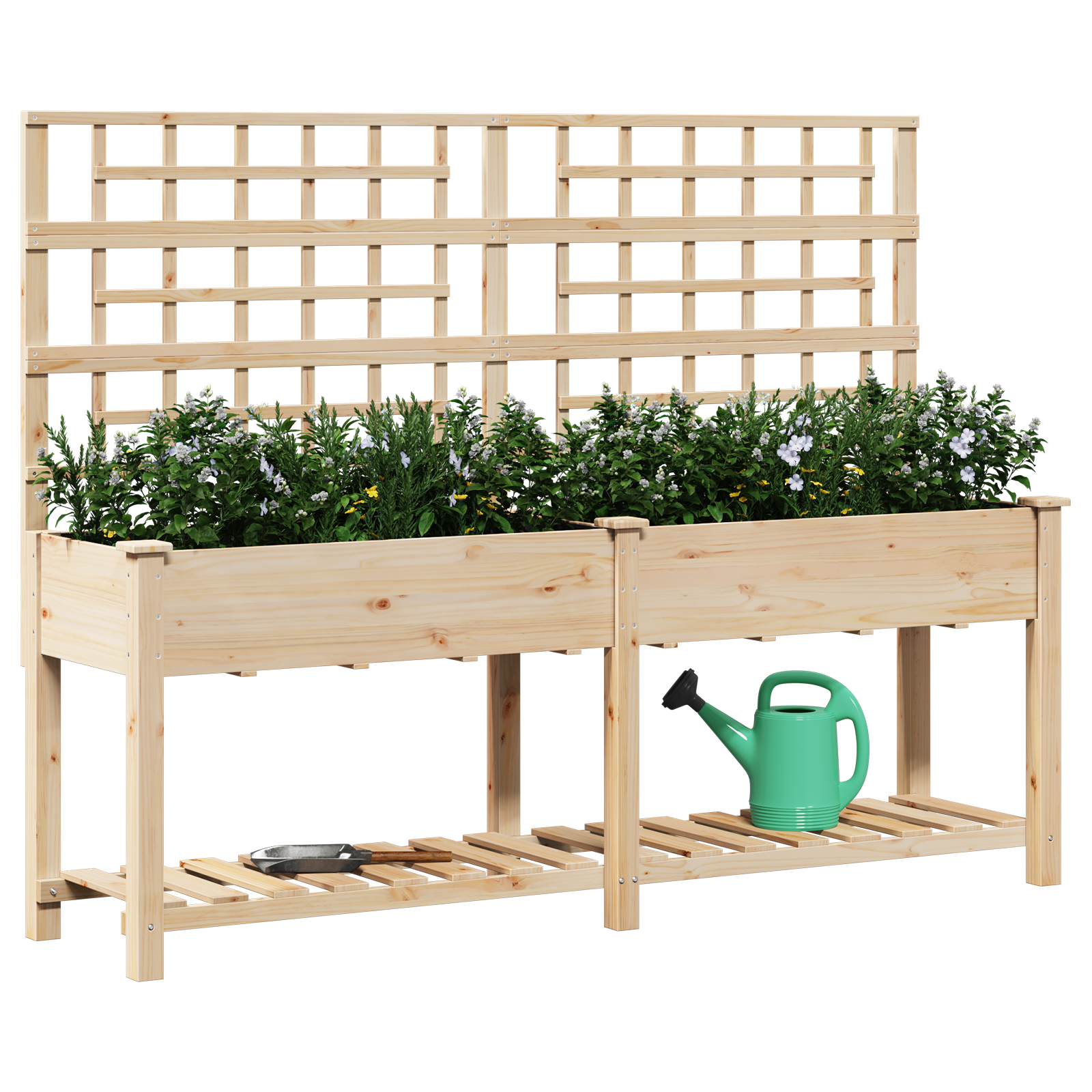 Gradină Jardiniere  cu Trellis și Raft 203x53x152 cm Lemn Masiv de Brad GartenMobel Dekor