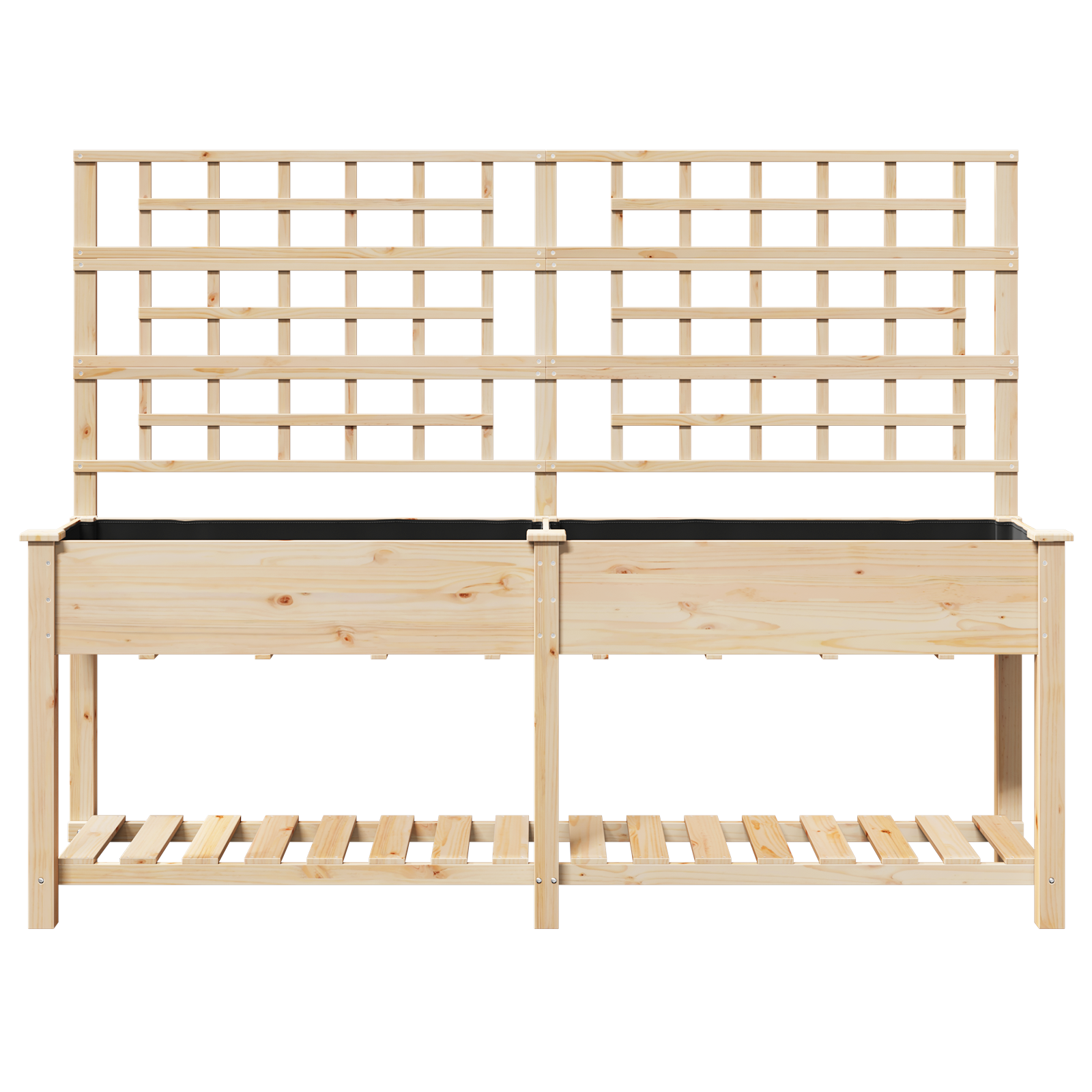 Gradină Jardiniere  cu Trellis și Raft 203x53x152 cm Lemn Masiv de Brad GartenMobel Dekor