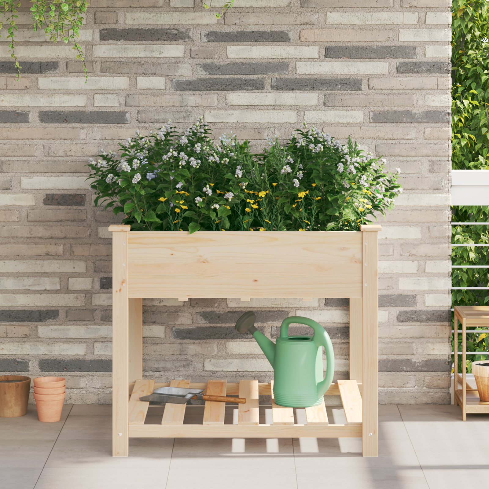 Jardinieră  cu raft 90x90x76 cm Lemn masiv de pin GartenMobel Dekor