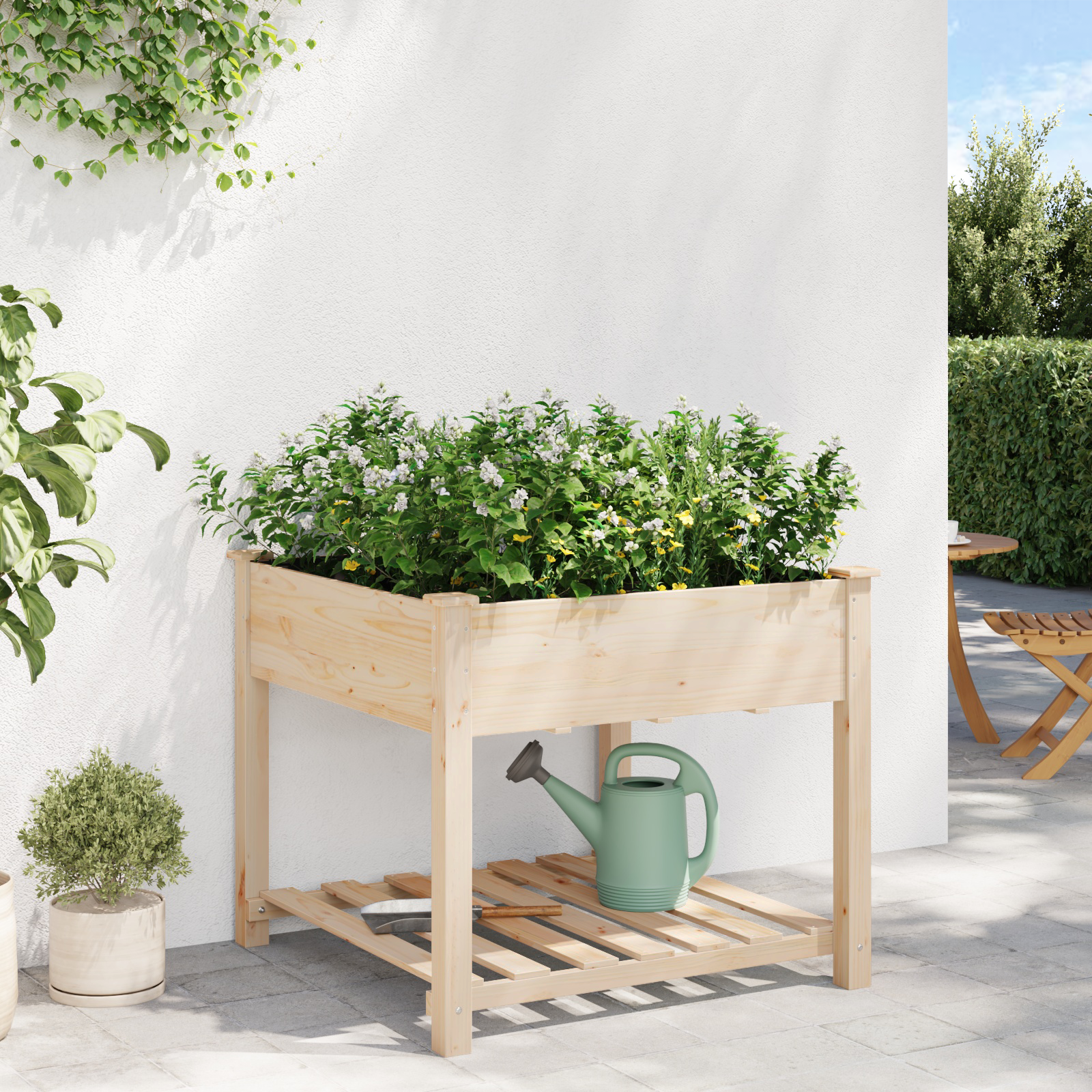 Jardinieră  cu raft 90x90x76 cm Lemn masiv de pin GartenMobel Dekor