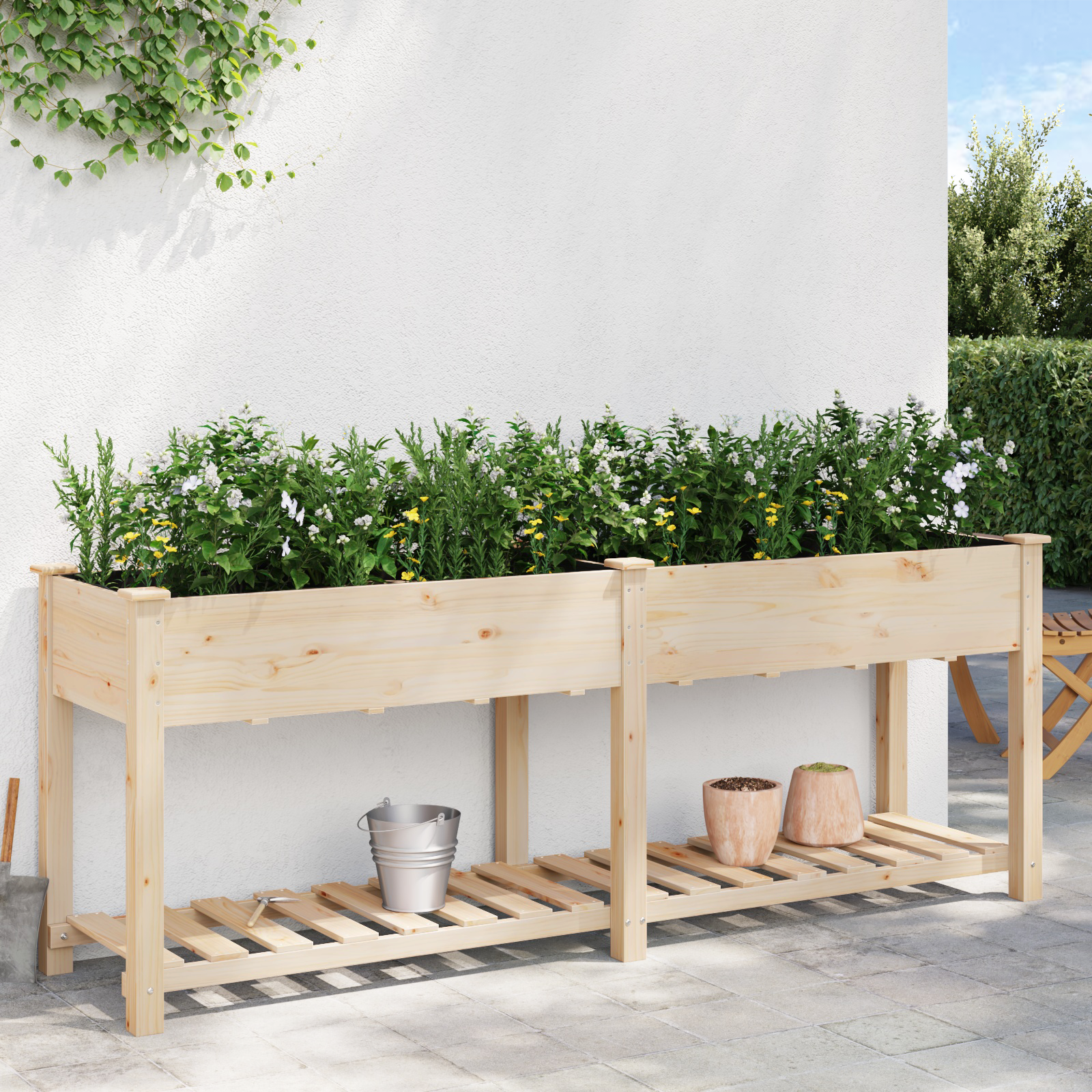 Jardiniță  cu raft 203x53x76 cm din lemn masiv de brad GartenMobel Dekor