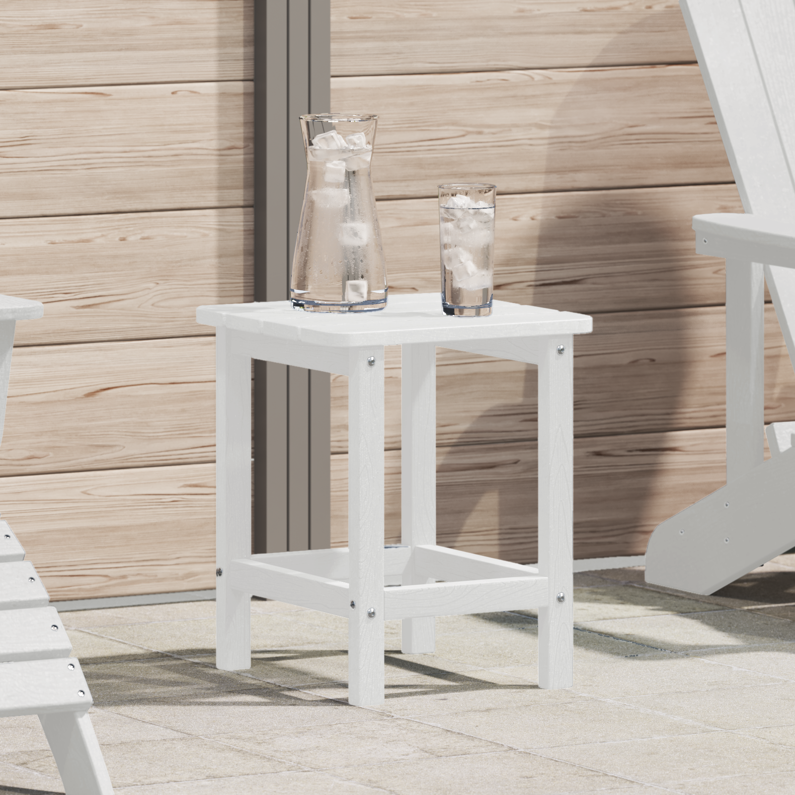 Masă laterală Adirondack Albă 38x38x45 cm HDPE GartenMobel Dekor