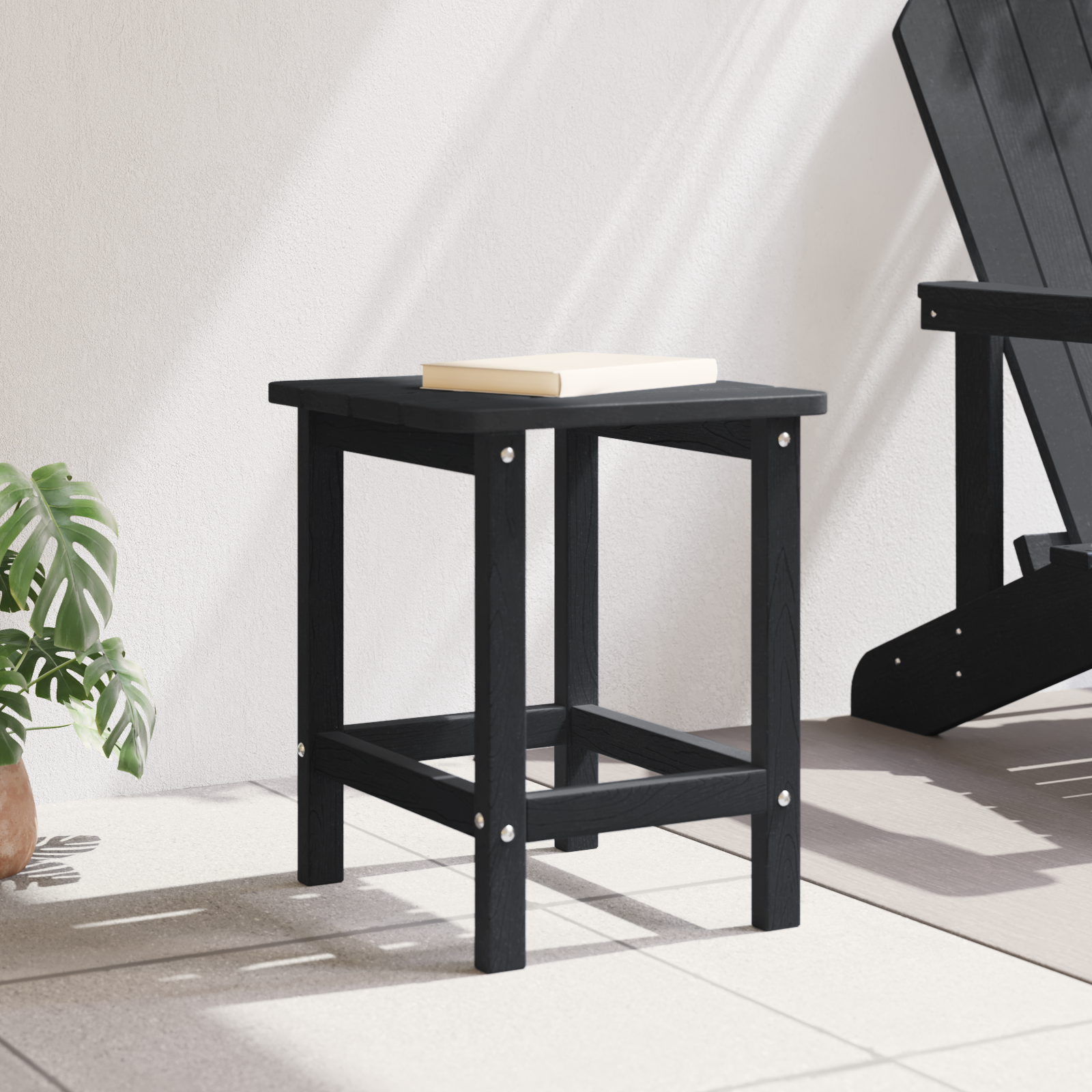 Masa laterală Adirondack Neagră 38x38x45 cm HDPE GartenMobel Dekor