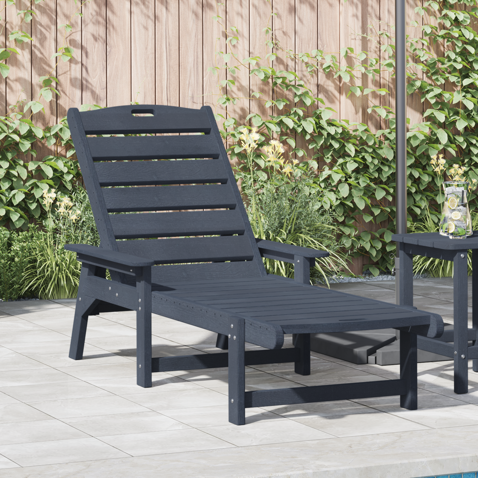 Șezlong Bleumarin 53x162x98.5 cm HDPE GartenMobel Dekor