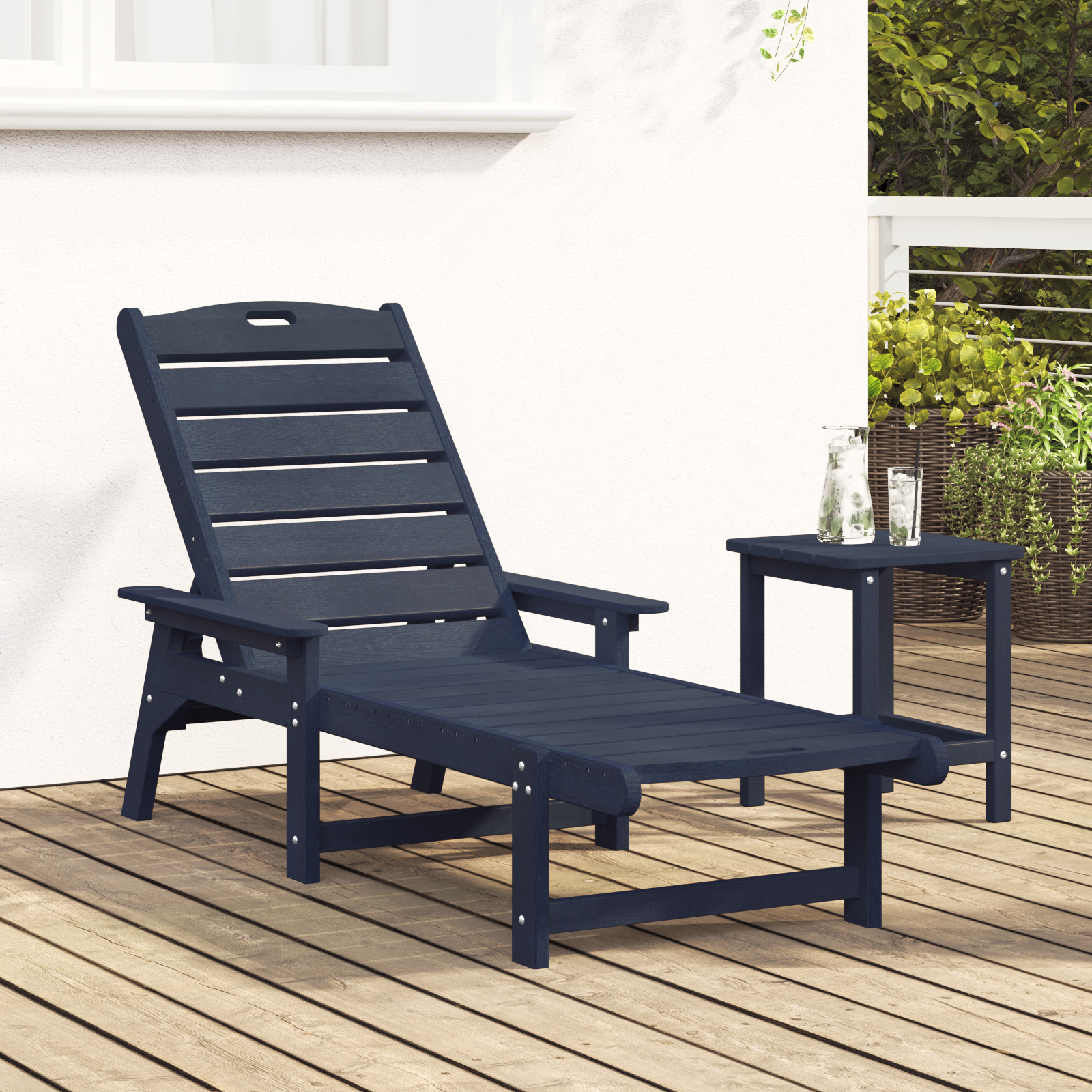 Șezlong Bleumarin 53x162x98.5 cm HDPE GartenMobel Dekor
