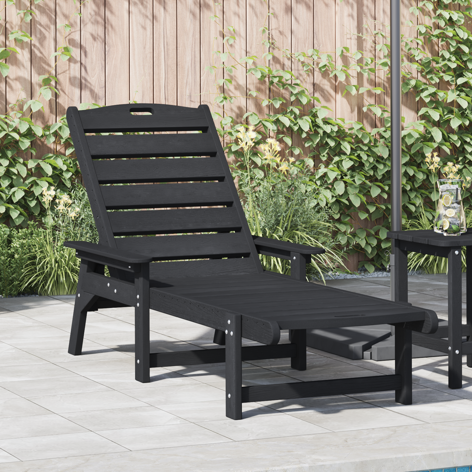 șezlong Negru 53x162x98.5 cm HDPE GartenMobel Dekor