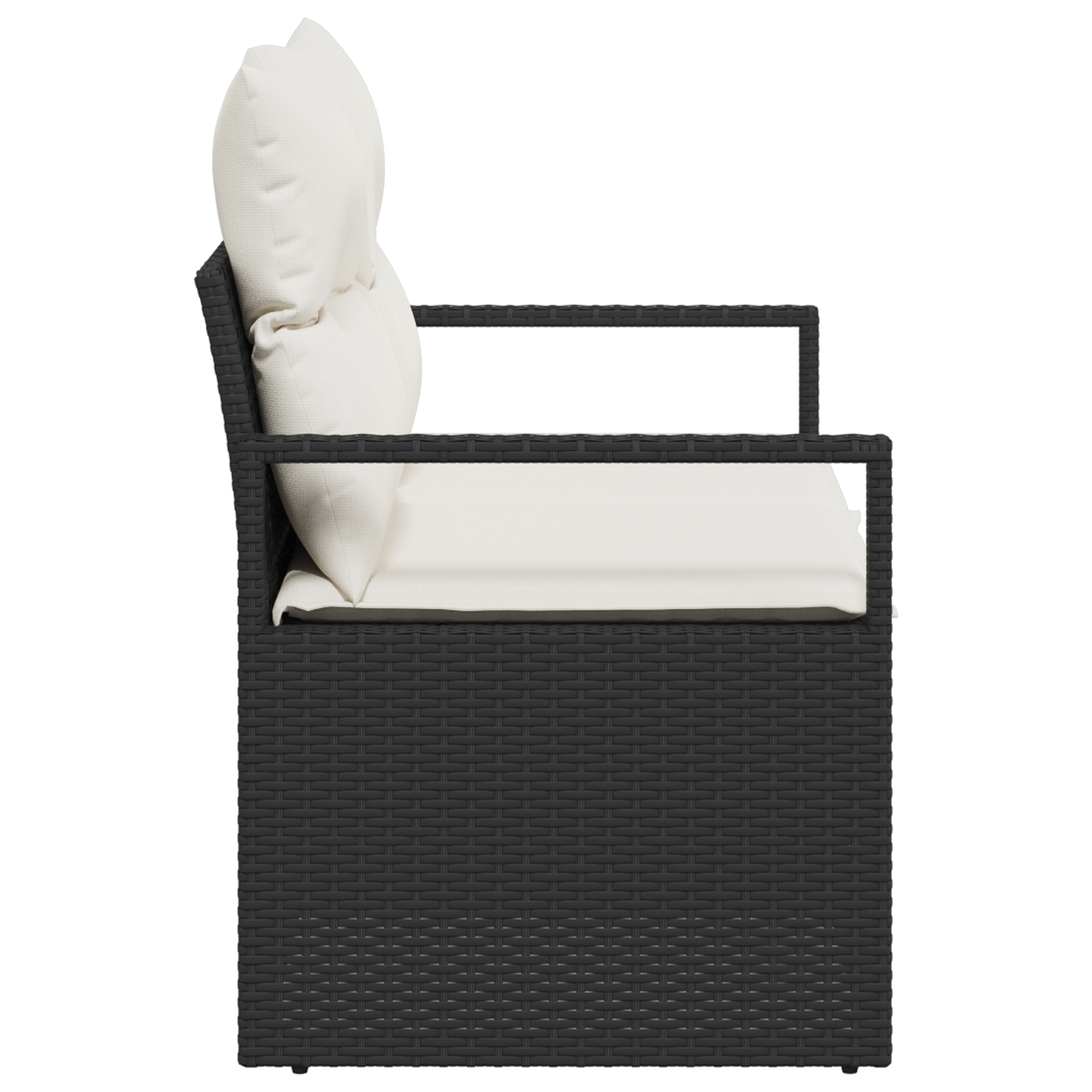 Sofa de grădină cu 2 locuri cu perne Negru Poliratan GartenMobel Dekor