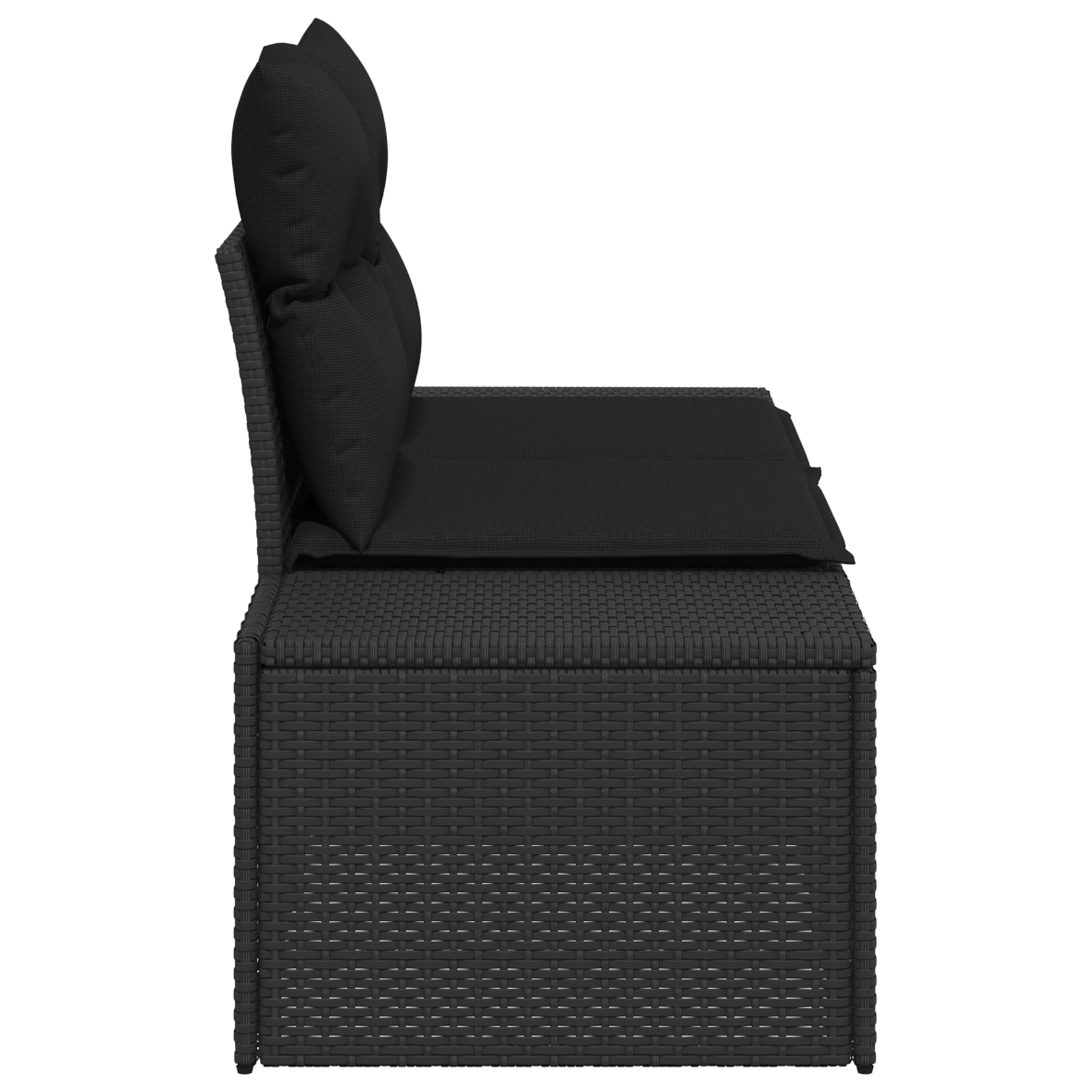 Canapea de grădină cu 2 locuri cu stocare și perne Negru Poliratan GartenMobel Dekor
