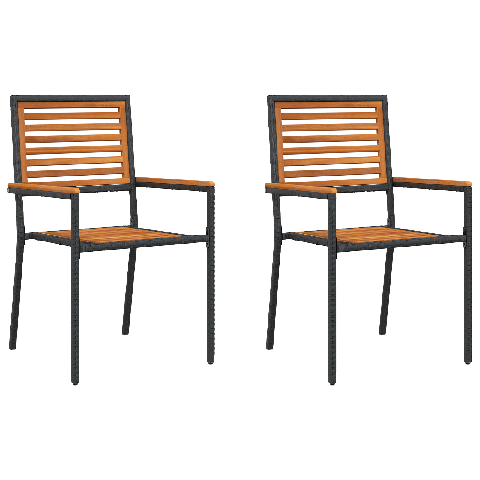 2 scaune de grădină stacking  cu perne negre din ratan poliesteric GartenMobel Dekor