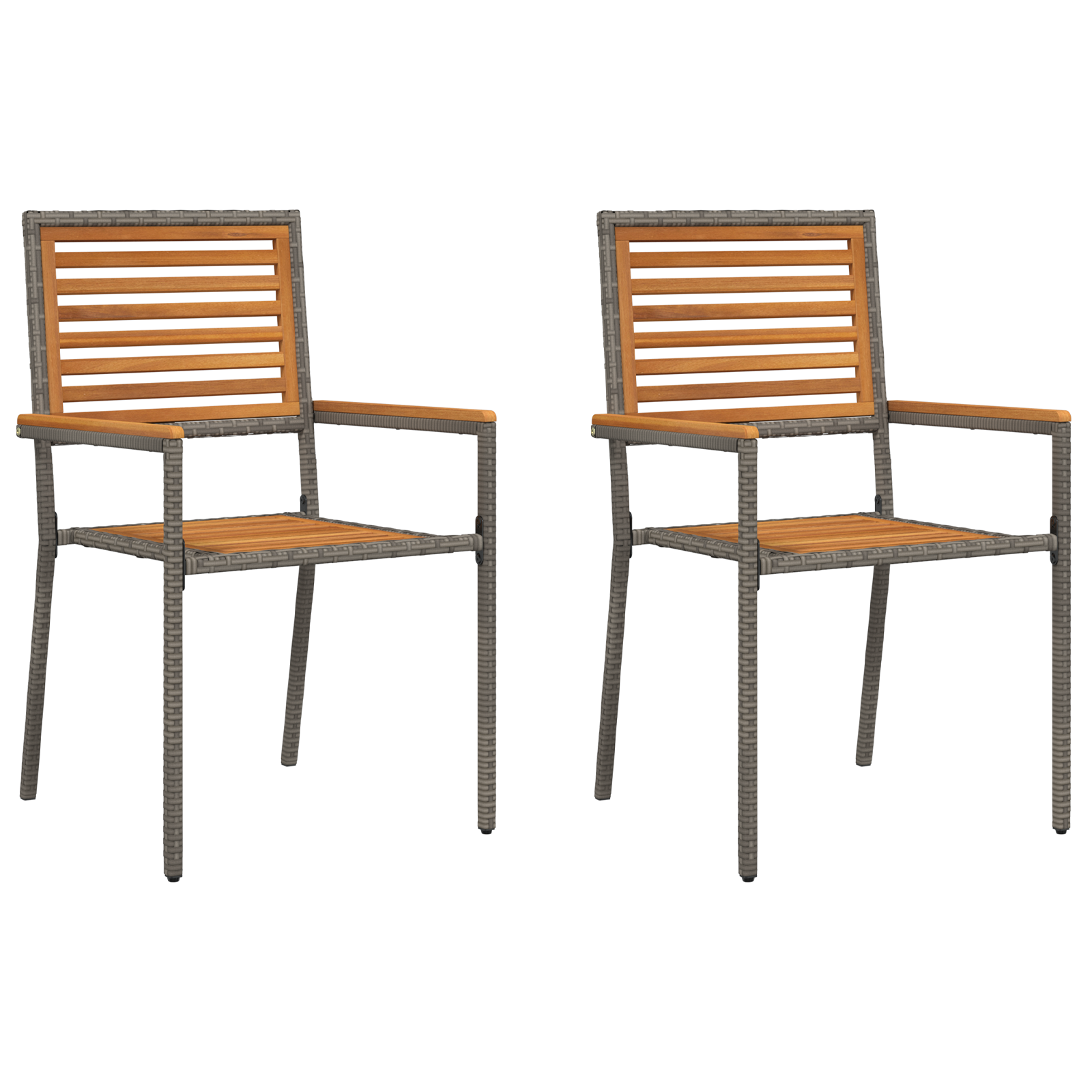 Set de 2 scaune de grădină stivuite cu perne gri din ratan GartenMobel Dekor