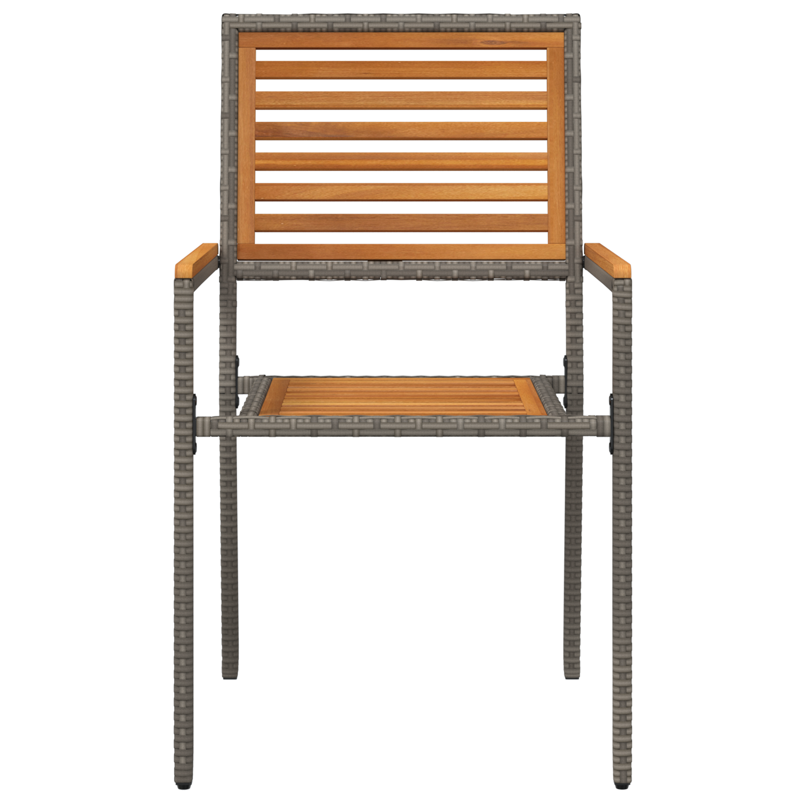 Set de 2 scaune de grădină stivuite cu perne gri din ratan GartenMobel Dekor