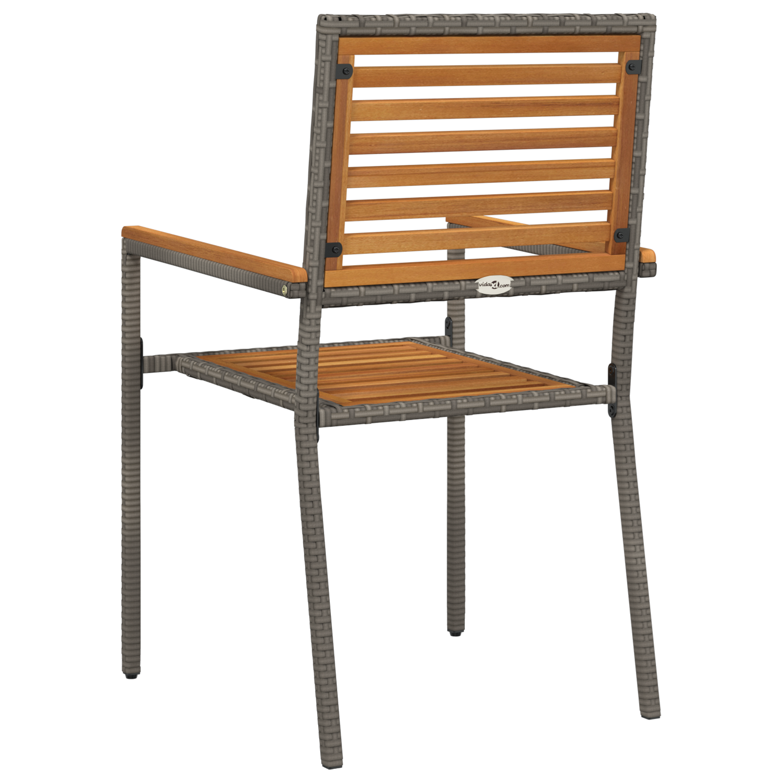 Set de 2 scaune de grădină stivuite cu perne gri din ratan GartenMobel Dekor