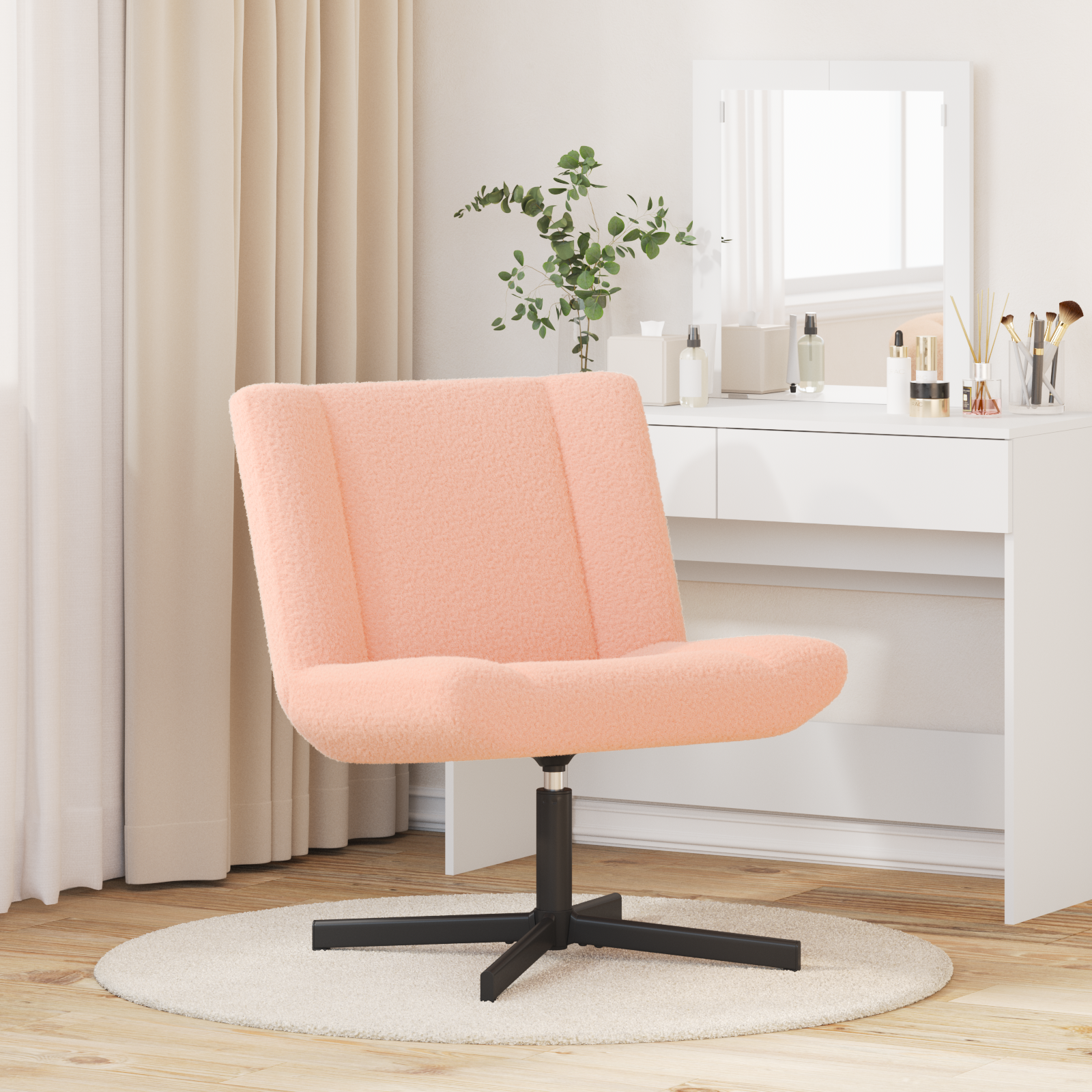 Scaun Accent Roz Baby Poliester, Oțel Standard Rotativ GartenMobel Dekor