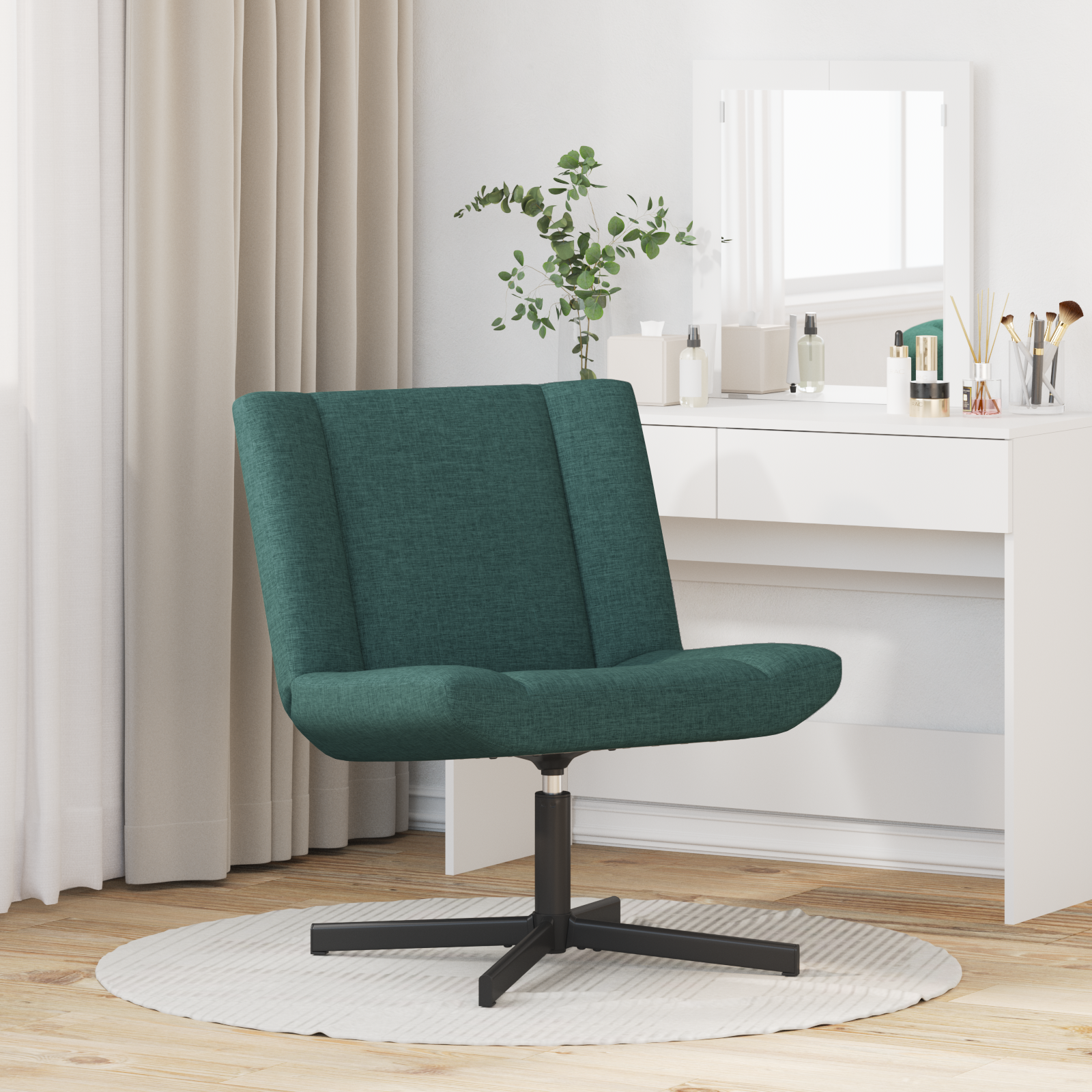 Scaun Accent Verde Închis Poliester Standard Reglabil pe Înălțime GartenMobel Dekor