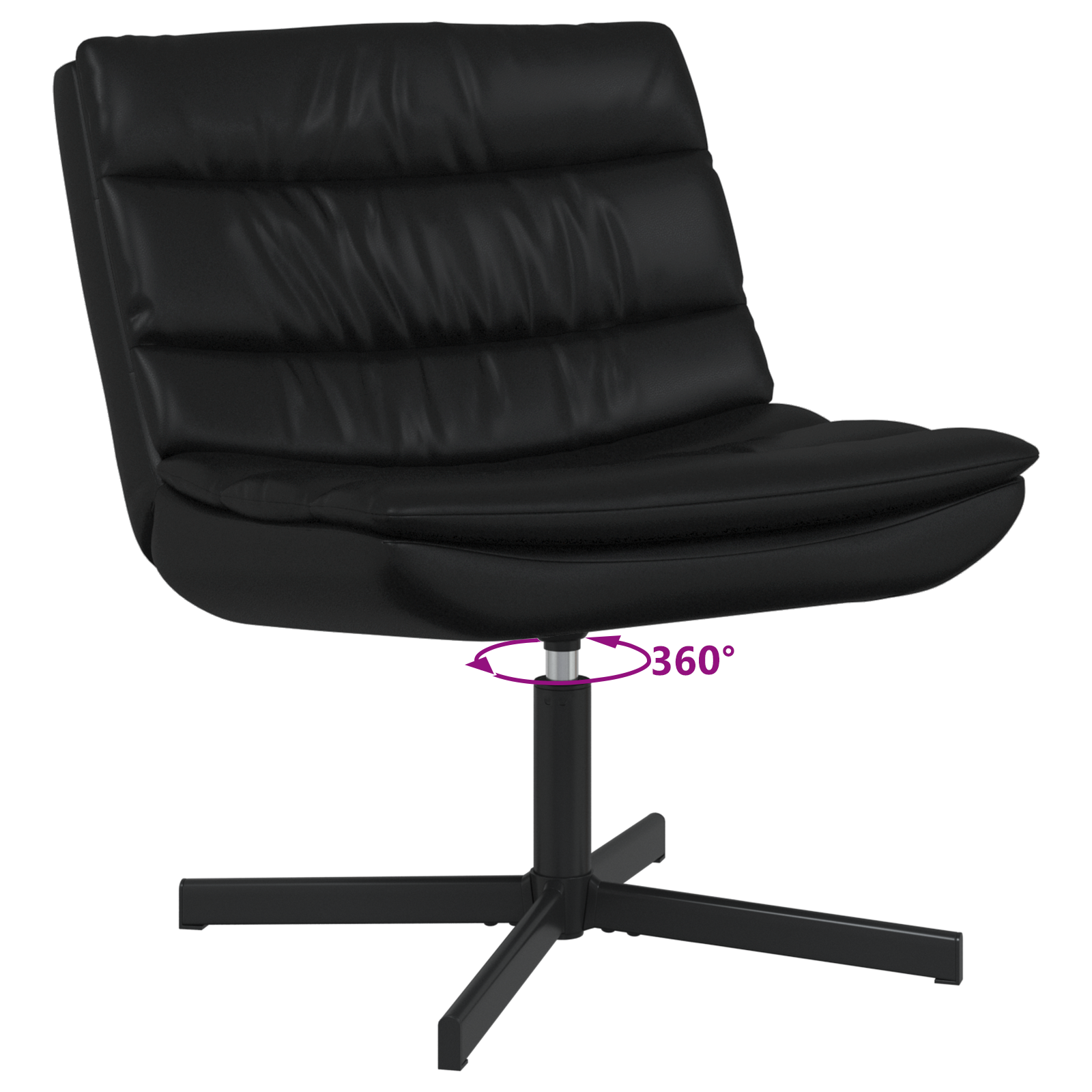 Scaun Pivotant Negru Piele sintetică, Metal Mediul Scaun Negru GartenMobel Dekor