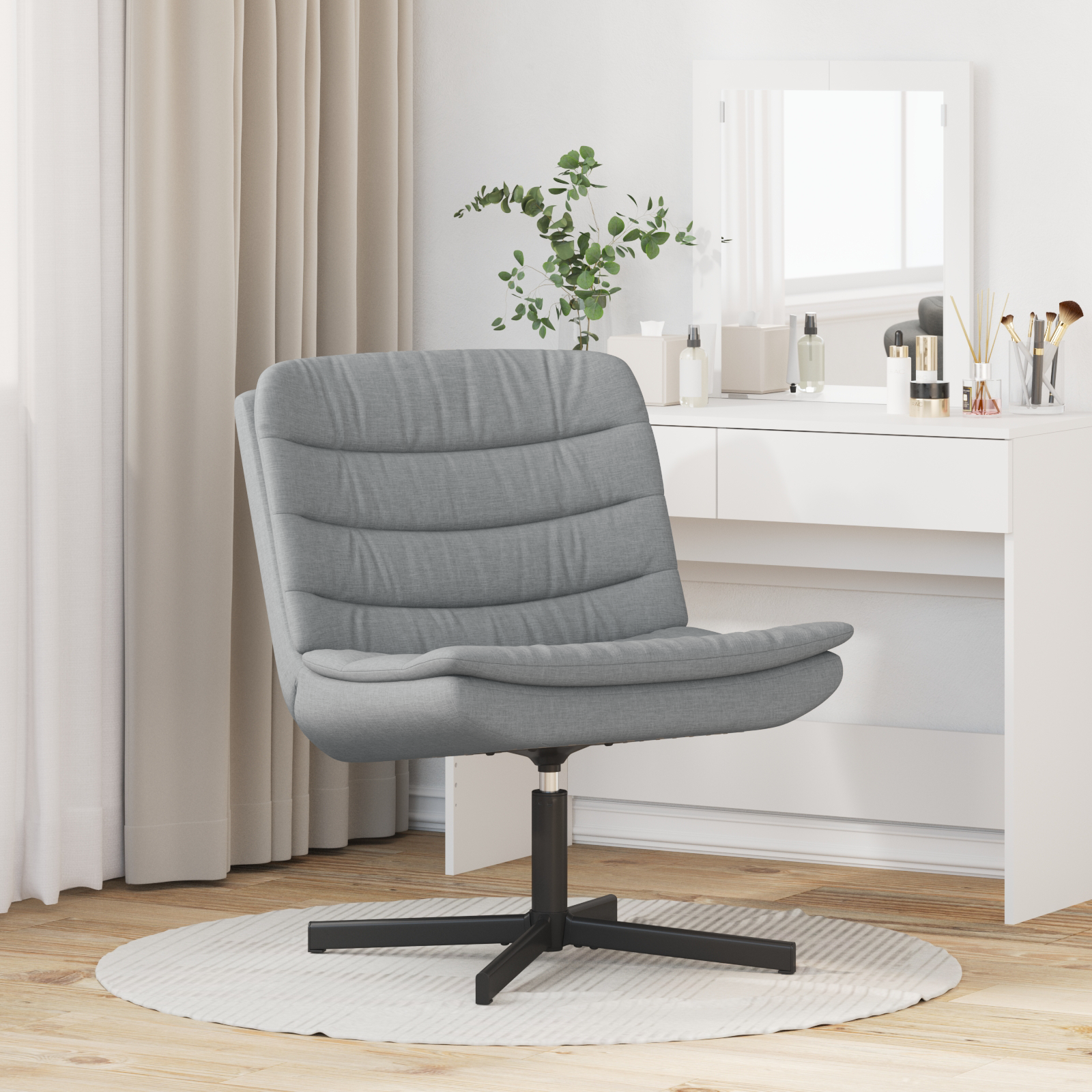Scaun Rotativ Gri Deschis Țesătură Standard Ergonomic GartenMobel Dekor